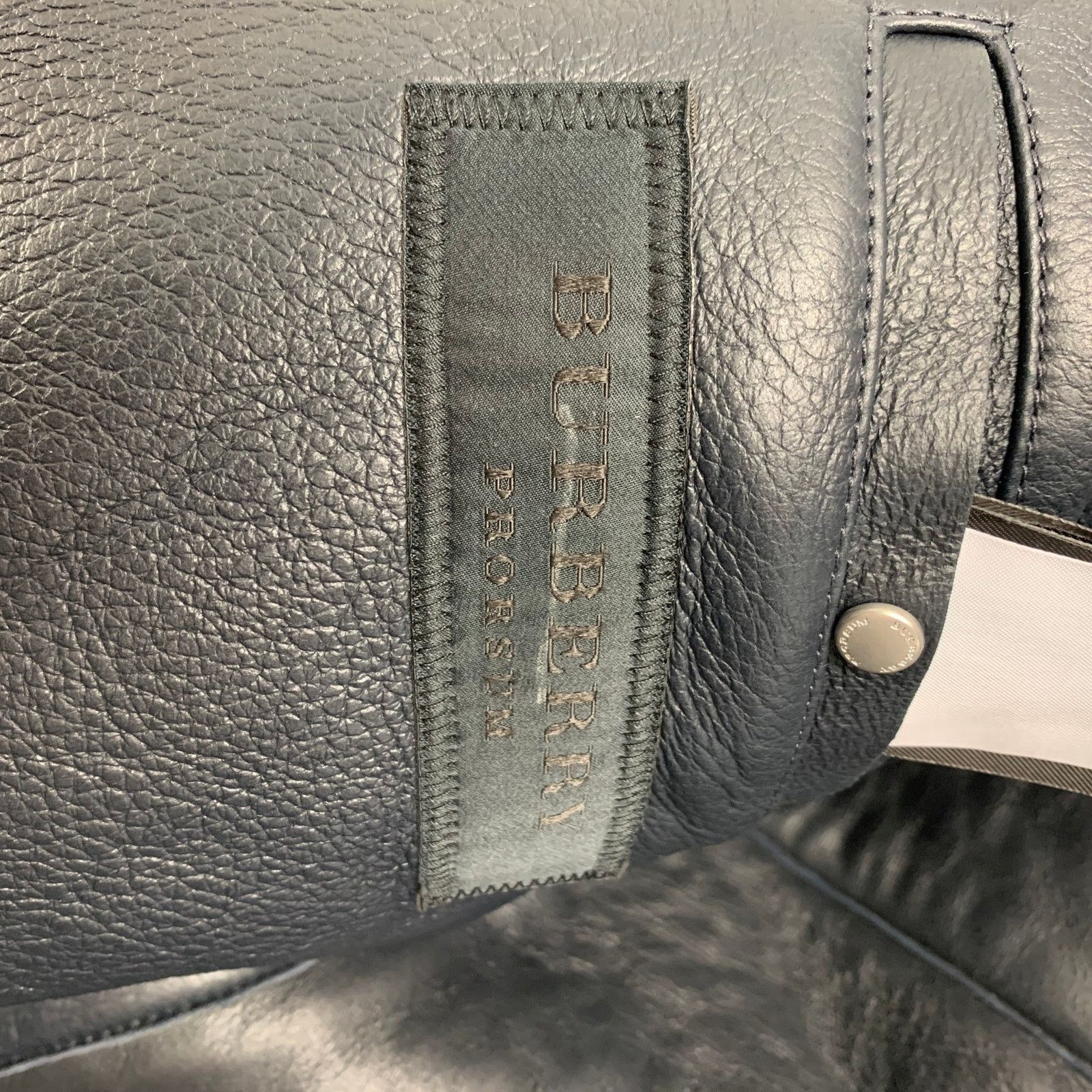 Burberry Prorsum FW 2010 38 Blue Black Lamb Leather Shearling Biker Jacket Size US M / EU 48-50 / 2 - 8 Thumbnail