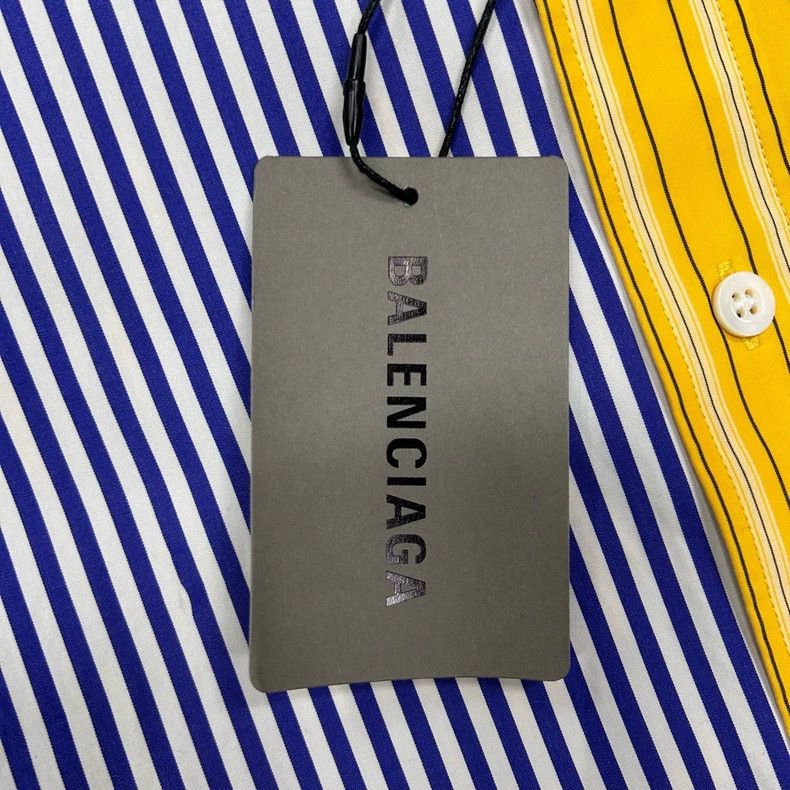 Balenciaga Balenciaga Patchwork striped embroidered logo shirt 2502-Ne Size US S / EU 44-46 / 1 - 4 Thumbnail