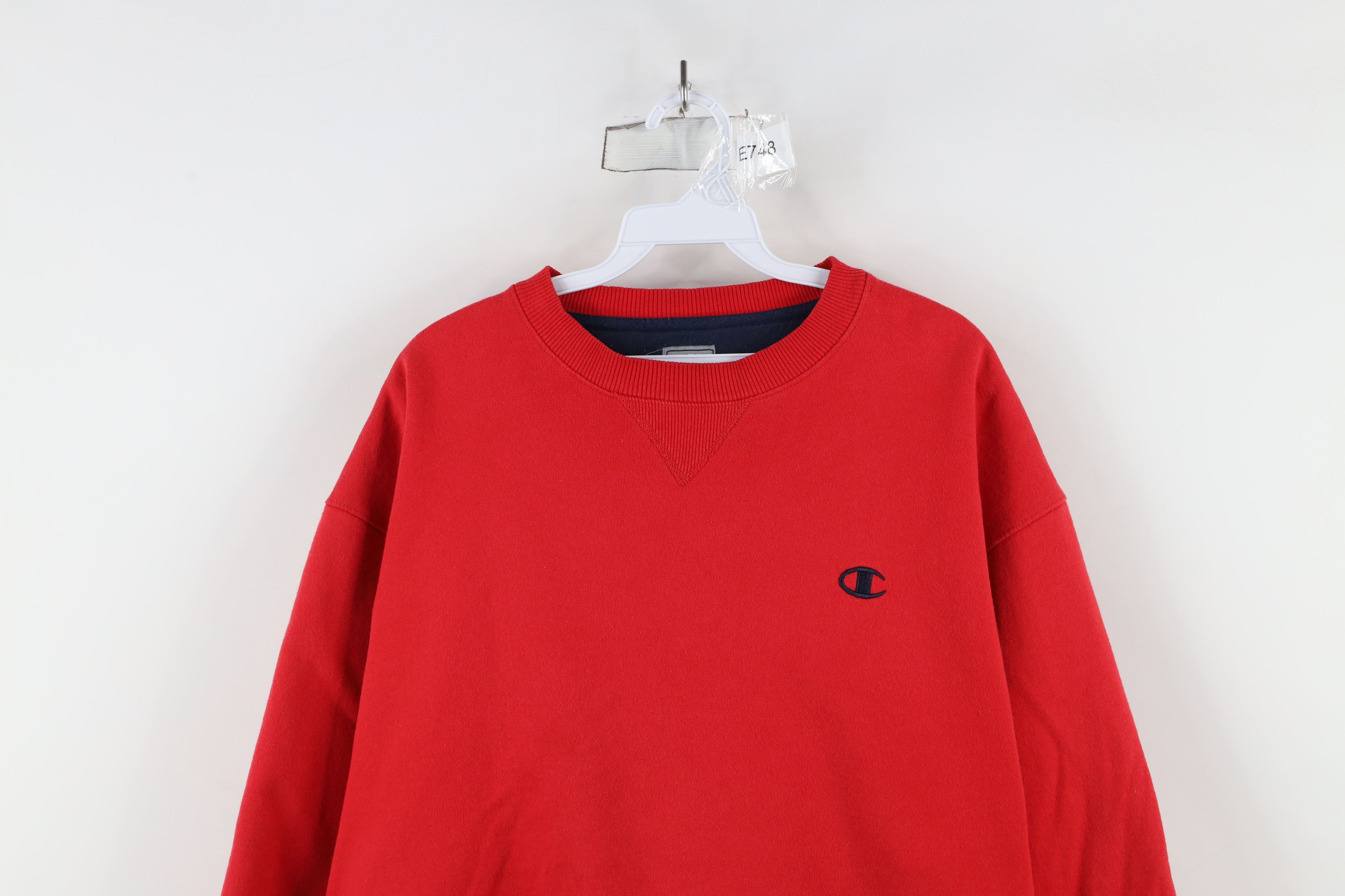 Champion × Vintage Vintage 90s Champion Classic Logo Crewneck Sweatshirt Red Size US L / EU 52-54 / 3 - 2 Thumbnail