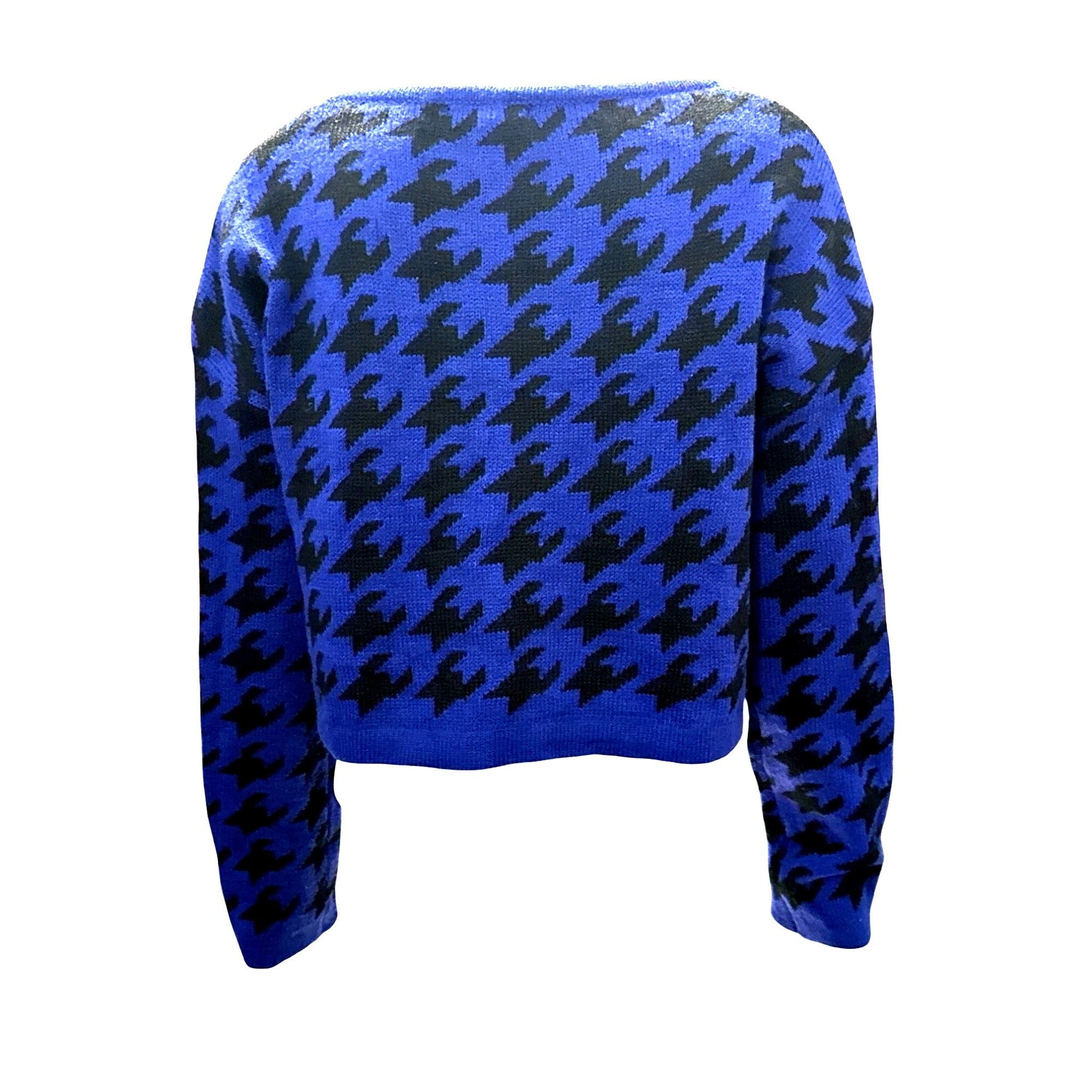 Other 36 Point 5 Small Blue Black Houndstooth Crop Sweater Bold Kn Size S / US 4 / IT 40 - 6 Thumbnail