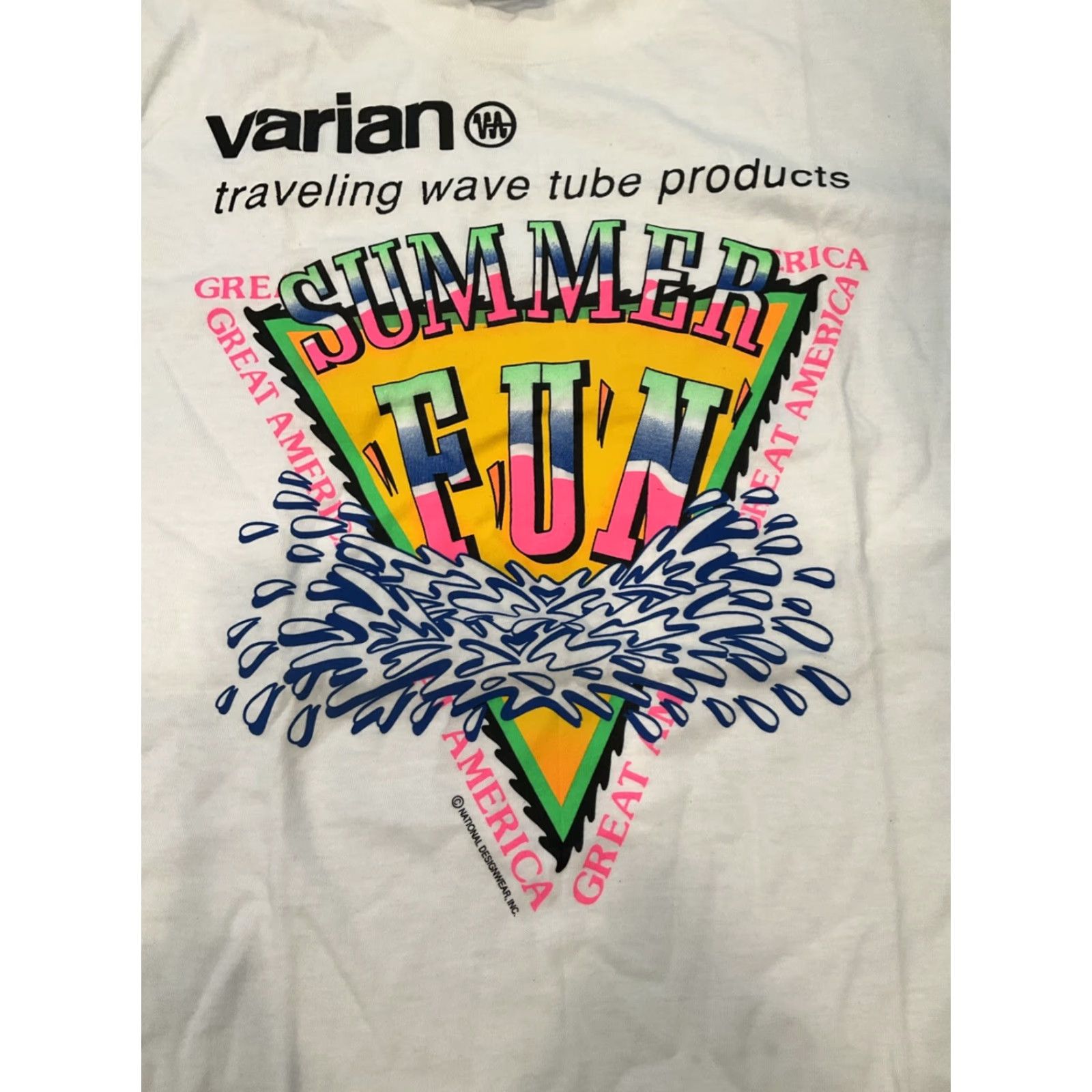 Vintage VINTAGE Oneita Summer Fun In The Sun Men Shirt L White 90s Graphic Print Crew Neck Short Sleeve T-Shirt Regular Mens Size US L / EU 52-54 / 3 - 4 Thumbnail