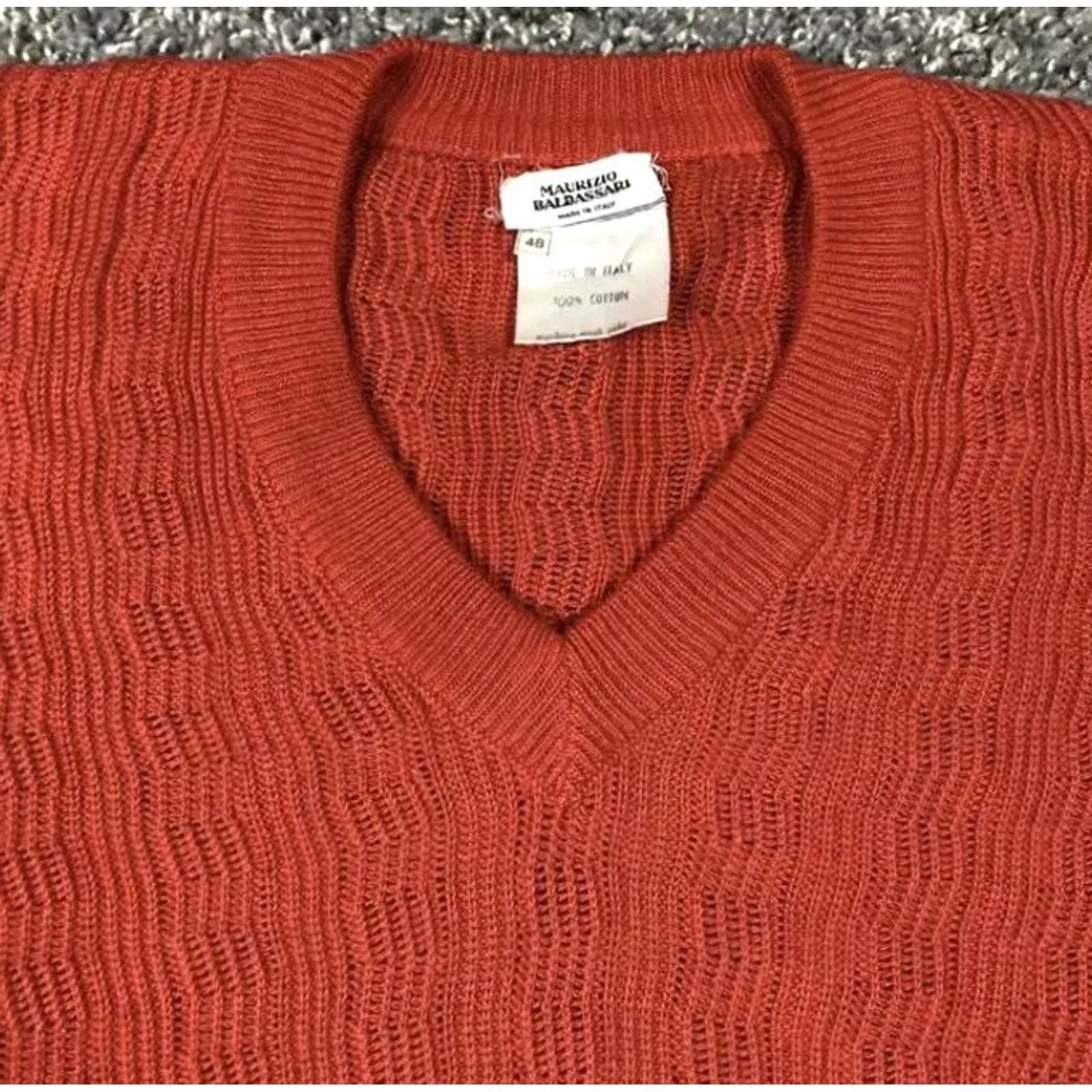 Vintage VINTAGE Maurizio Baldassari Red Knit Sweater Men’s Medium Made In Italy Cotton Shirt Size US M / EU 48-50 / 2 - 6 Thumbnail