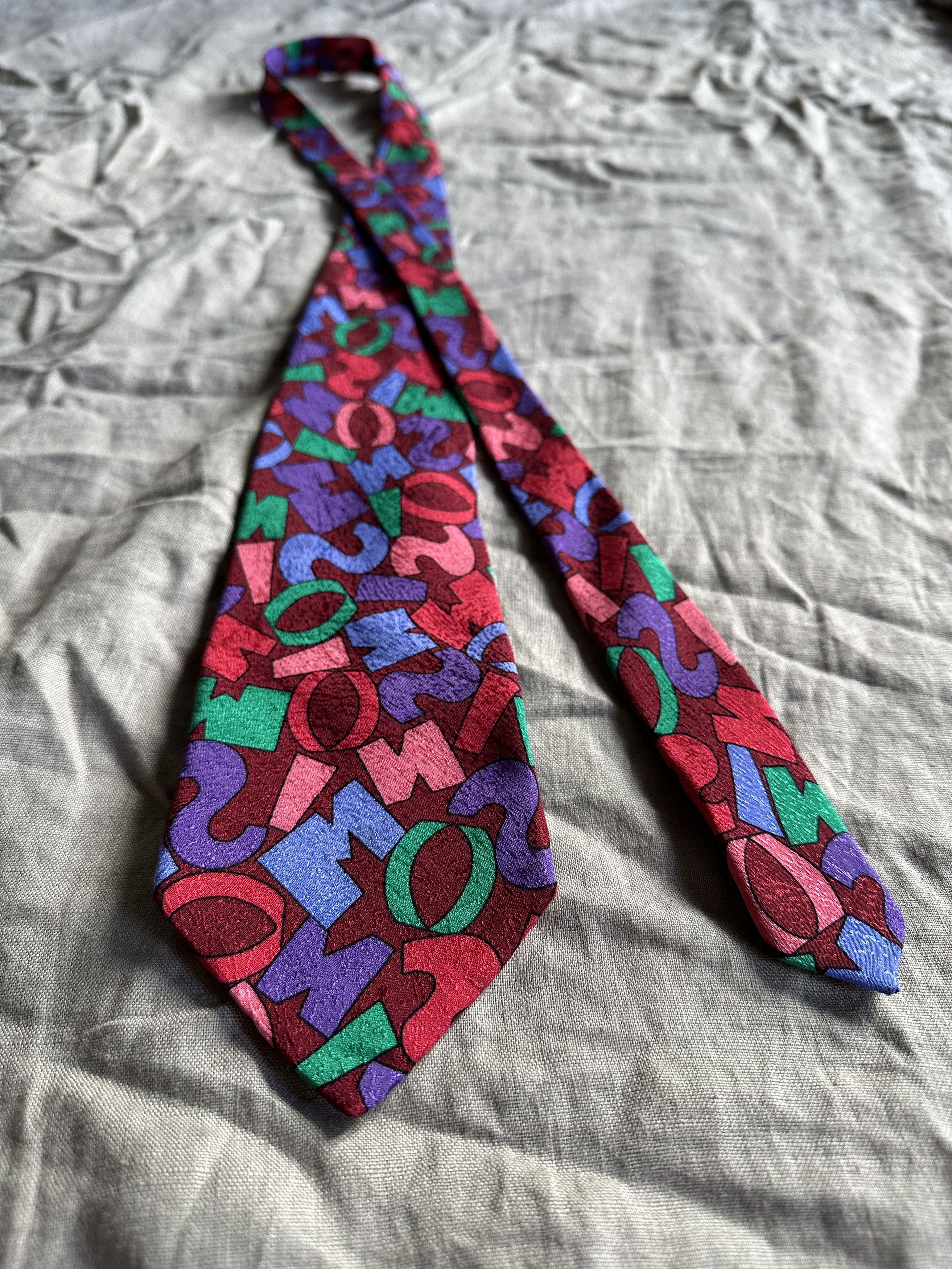 Missoni Missoni Vintage Monogram Logo Pattern Silk Tie 7654AC Size ONE SIZE - 4 Thumbnail