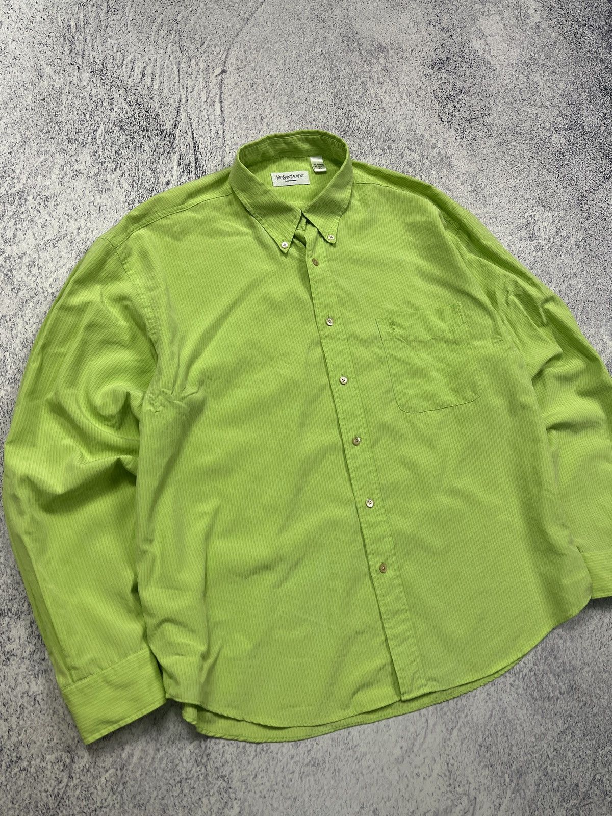 Vintage × Yves Saint Laurent Vintage 90s Yves Saint Laurent Pocket Logo Button Up Shirt Size US XL / EU 56 / 4 - 3 Thumbnail