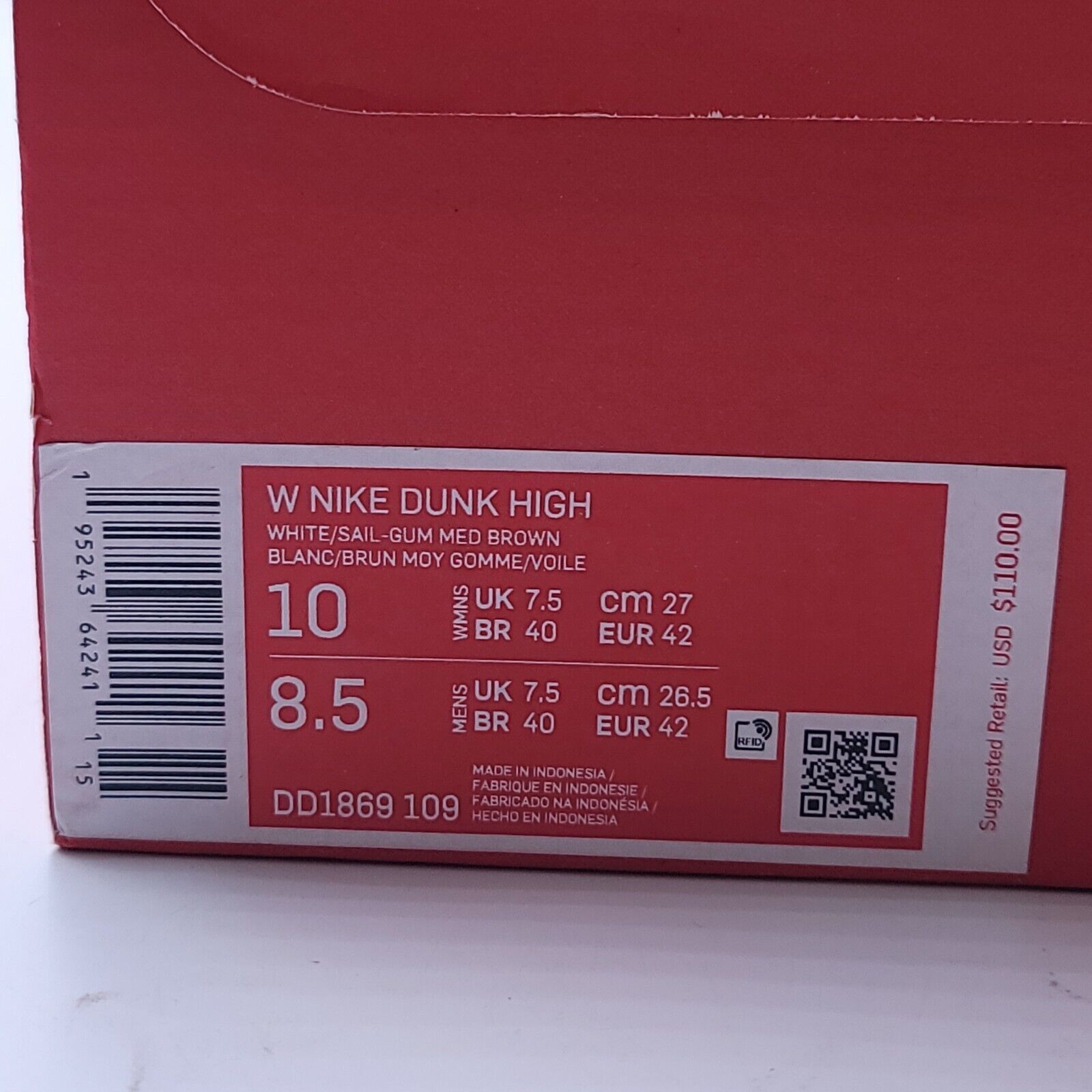 Nike Nike Dunk High Basketball Shoe Womens Size 10 DD1869-109 Size US 10 / IT 40 - 10 Thumbnail
