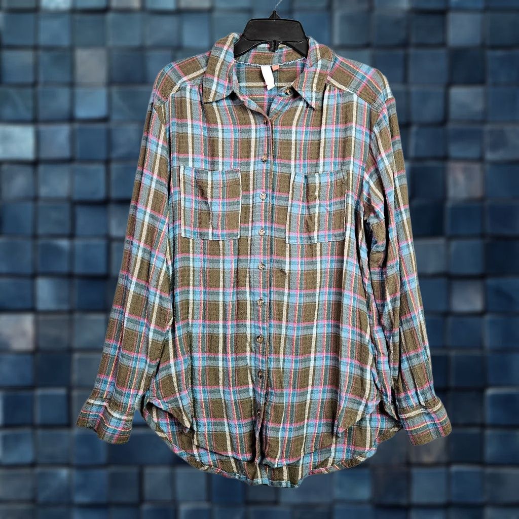 Anthropologie Anthropologie Pilcro Seamed Plaid Button-Down Tunic Top Shirt XS Multicolor Long Sleeve Casual Womens XS Button-Up Size XS / US 0-2 / IT 36-38 - 1 Thumbnail