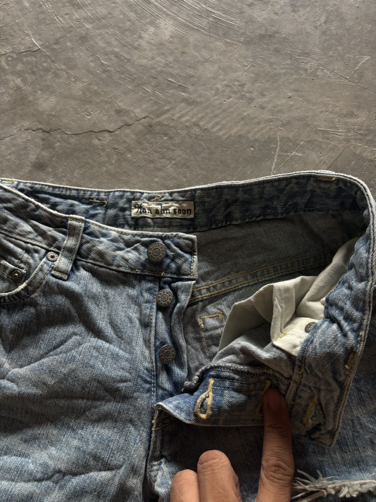 Japanese Brand HAN AHN SOON skinny slim flare distressed japanese punk vkei Size US 26 / EU 42 - 4 Thumbnail