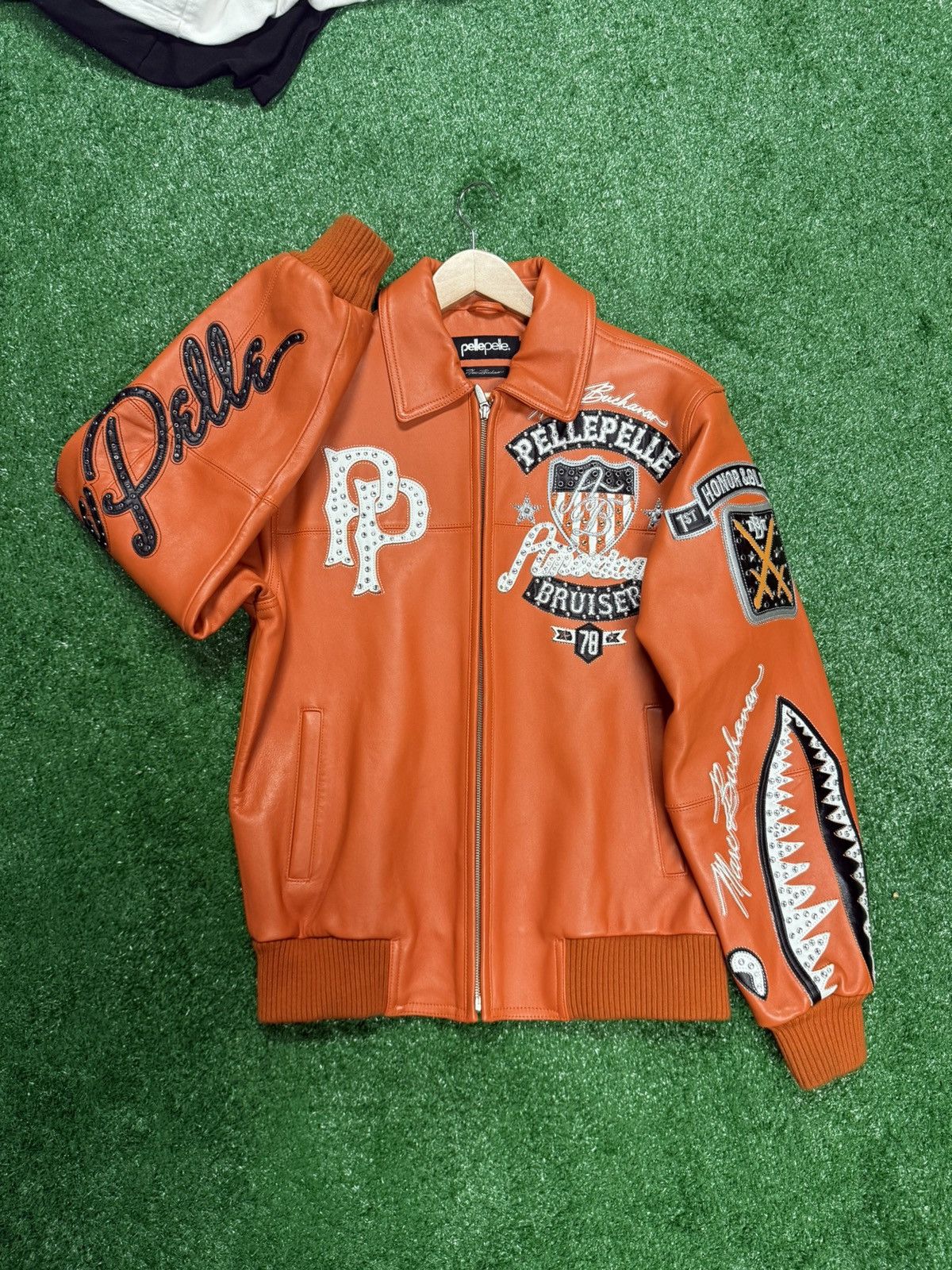 Pre-owned Pelle Pelle Leather Bomber Jacket Size Small In Orange
