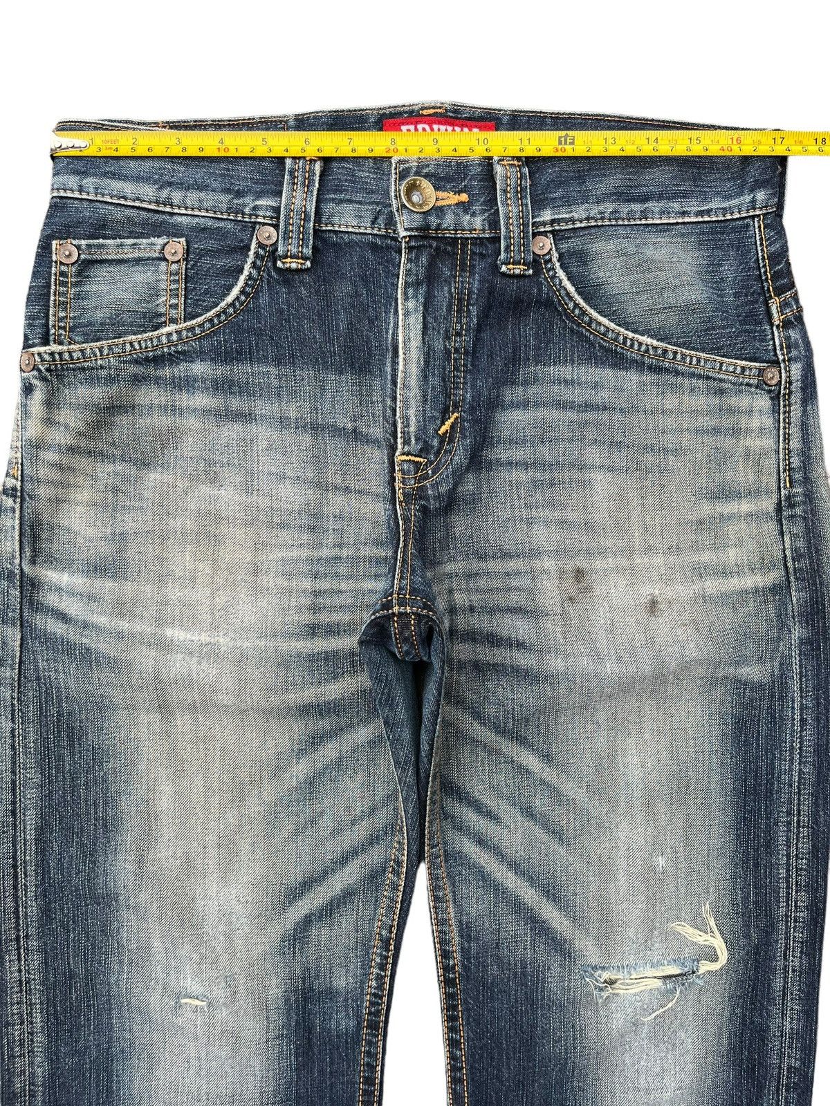 Edwin Vintage Japanese Brand Edwin Distressed Wide Leg Jeans Size US 34 / EU 50 - 14 Thumbnail