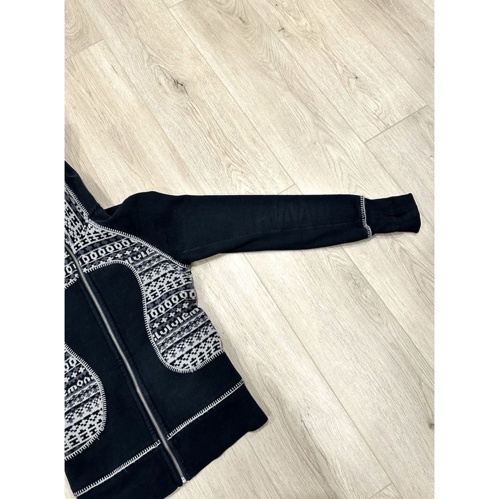 Lululemon Lululemon Hoodie Womens 2 Black Scuba SPECIAL EDITION Jacket Fair Isle Knit Size XS / US 0-2 / IT 36-38 - 2 Thumbnail