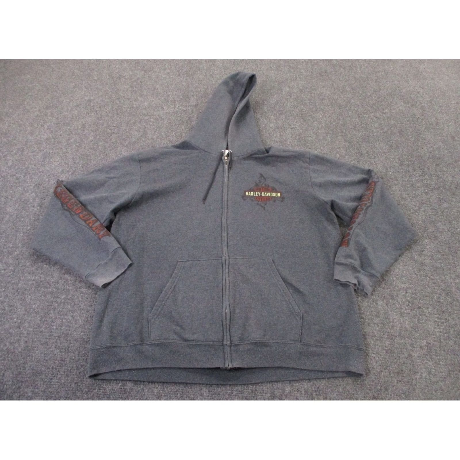 Harley Davidson Harley-Davidson Jacket Men XL Legendary Logo Windbreaker Hooded Full Zip Pockets Gray Biker Riding Vintage? Size US XL / EU 56 / 4 - 2 Thumbnail