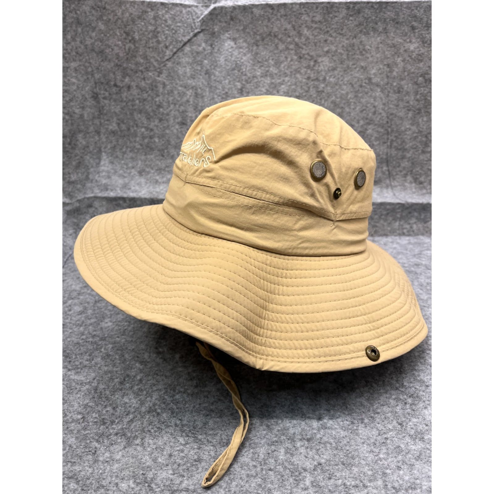 Vintage Travellers Sun Bucket Hat Adult One Size Beige Knit 100% Polyester Camp Outdoors Size ONE SIZE - 4 Thumbnail