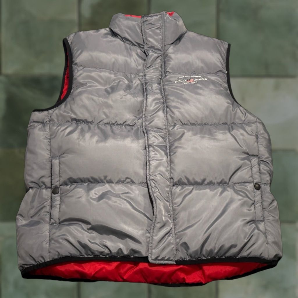 Ralph Lauren VINTAGE Polo Jeans Ralph Lauren Down Vest Puffer Men Size L Gray 90s Solid Nylon Polyester Vest Down Size US L / EU 52-54 / 3 - 1 Thumbnail