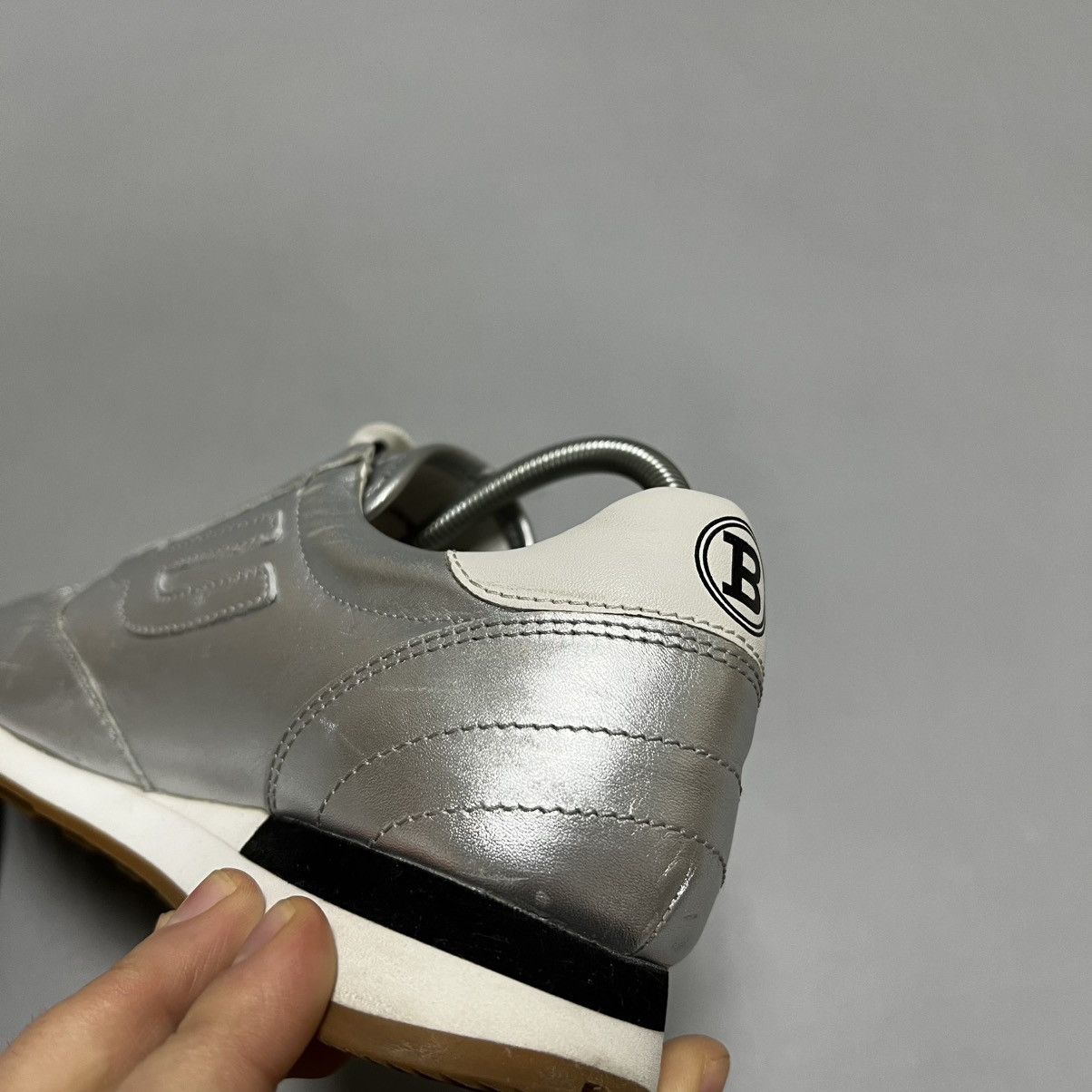 Bally BALLY Gavina Metallic Silver Low Woman's Leather Sneakers Size US 7.5 / IT 37.5 - 10 Thumbnail