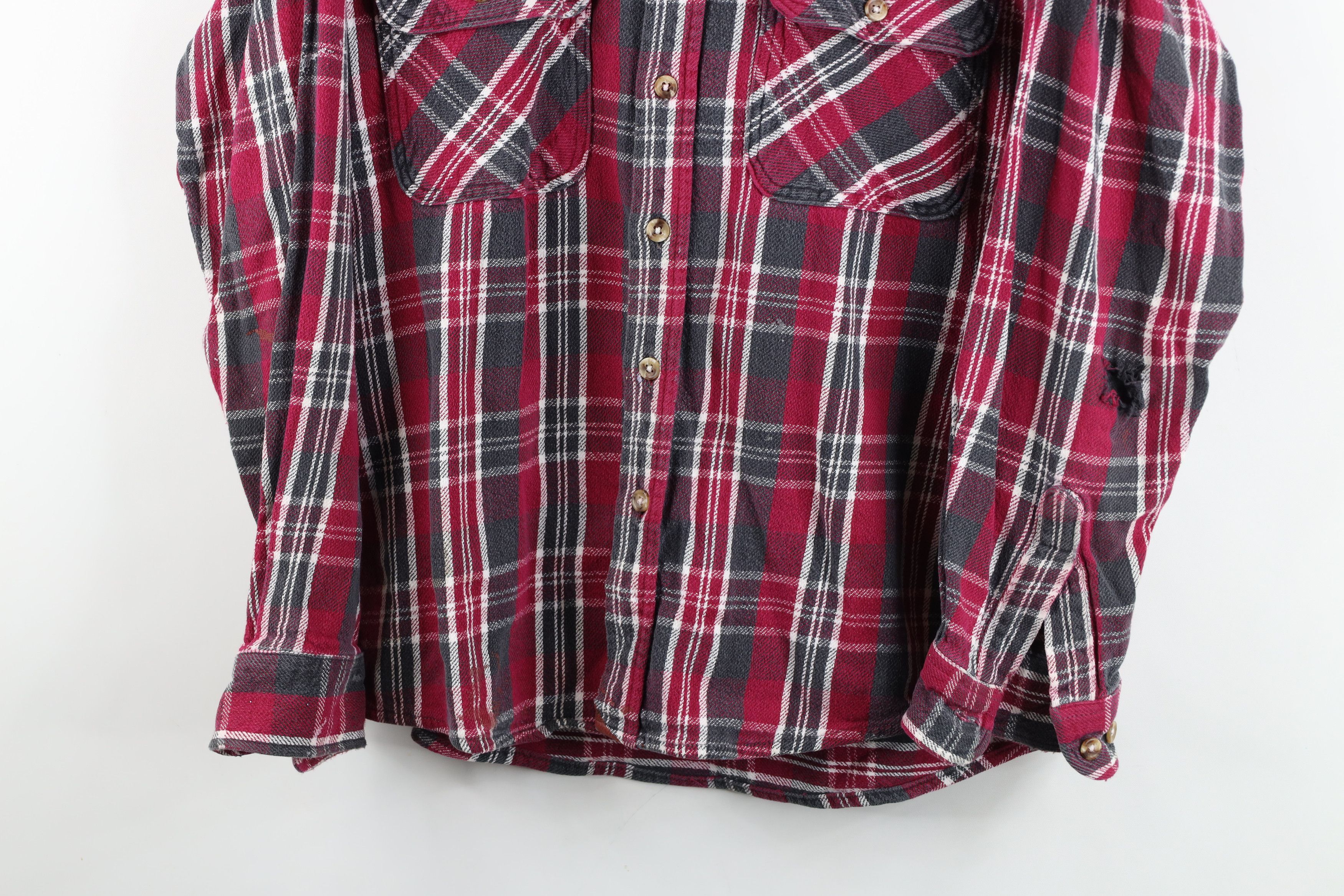 Vintage Vintage 90s Streetwear Heavyweight Button Shirt Plaid Size US L / EU 52-54 / 3 - 3 Thumbnail