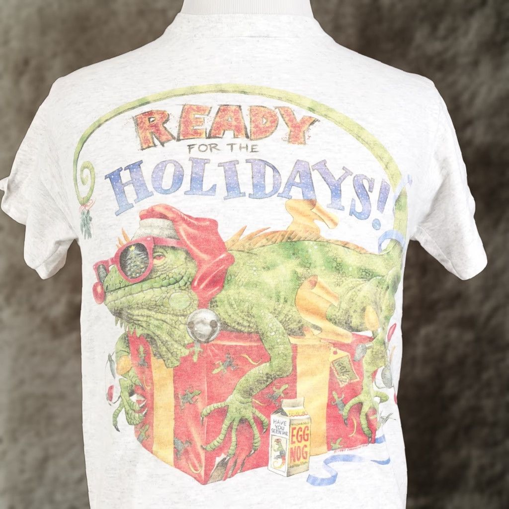Vintage VINTAGE Caribbean Soul USA SINGLE STITCH READY FOR THE HOLIDAYS IGUANA TSHIRT L Shirt Unisex Adults Gray L Mens Size US L / EU 52-54 / 3 - 1 Thumbnail
