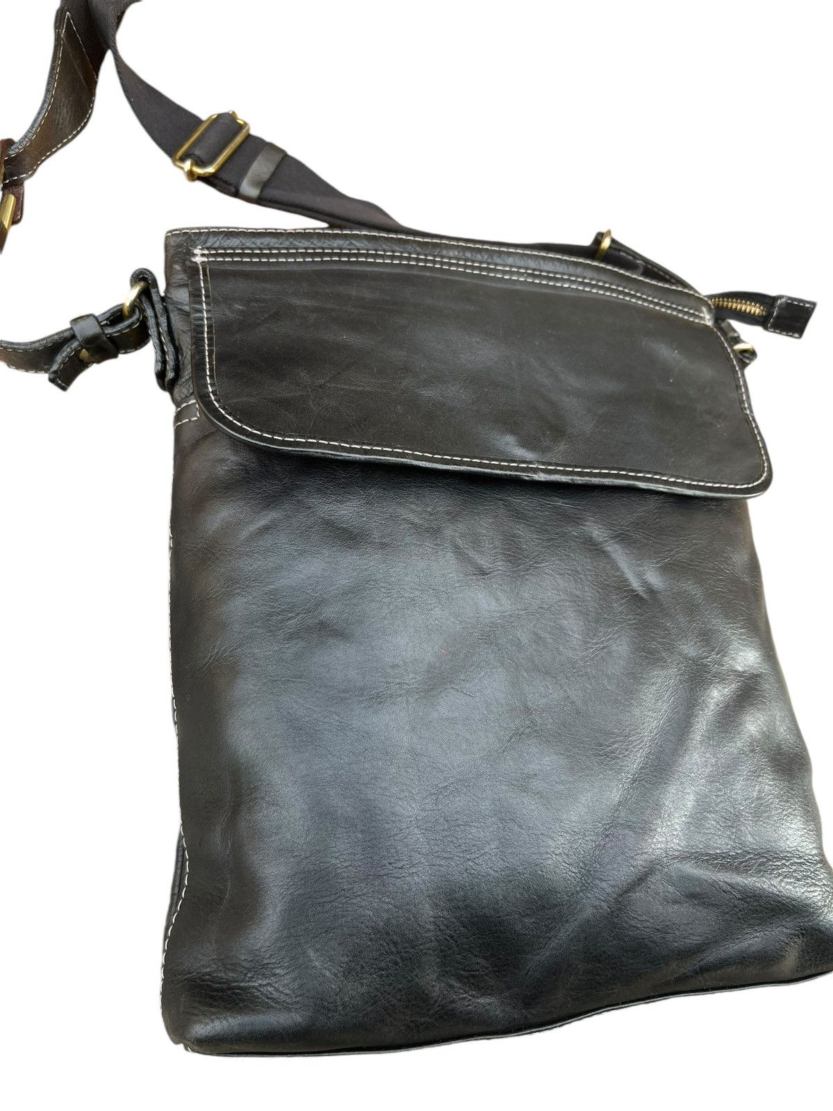 Leather Indeed Per Tutti Japan Black Patina Leather Bag Sling Size ONE SIZE - 8 Thumbnail