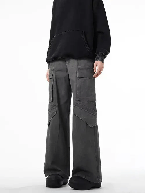 Japanese Brand × Vintage Retro grey cargo baggy casual trousers Size US 30 / EU 46 - 1 Thumbnail