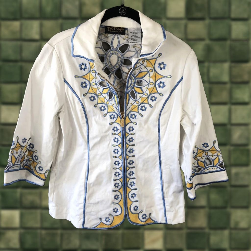 Bob Mackie Bob Mackie Jacket Womens XS Floral Embroidered Zip Wearable Art Size XS / US 0-2 / IT 36-38 - 1 Thumbnail