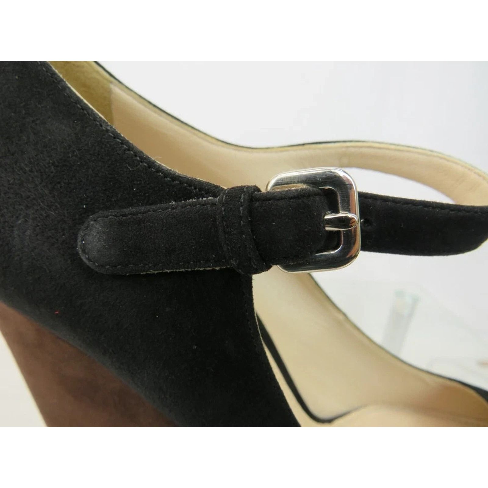 Prada NIB PRADA BLACK BROWN SUEDE WEDGE PLATFORM PUMPS 41 ITALY Size US 11 / IT 41 - 5 Thumbnail