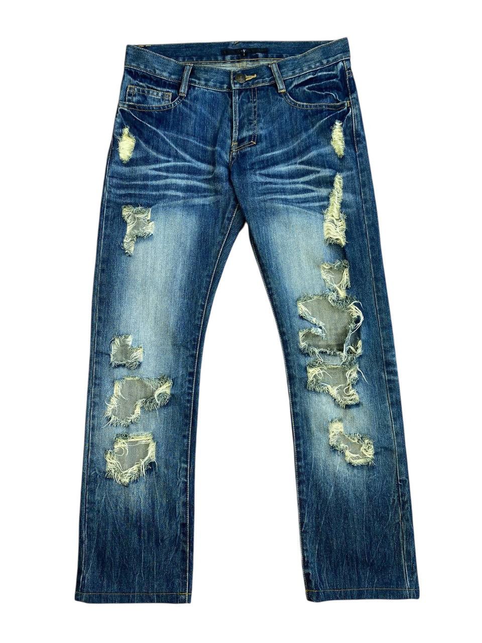 Japanese Brand 2000’s Y2K NO ID Thrashed Slim Straight Denim Size US 32 / EU 48 - 1 Thumbnail