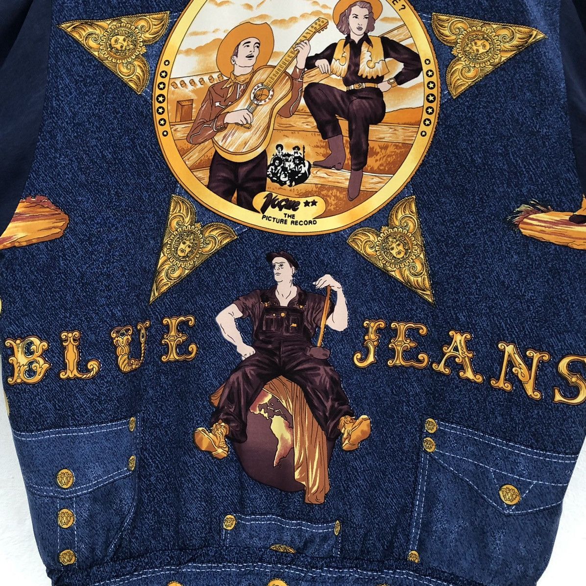 Vintage Vintage Blue Jeans Inspired VERSACE Silk Printed Jacket Size XL / US 12-14 / IT 48-50 - 5 Thumbnail