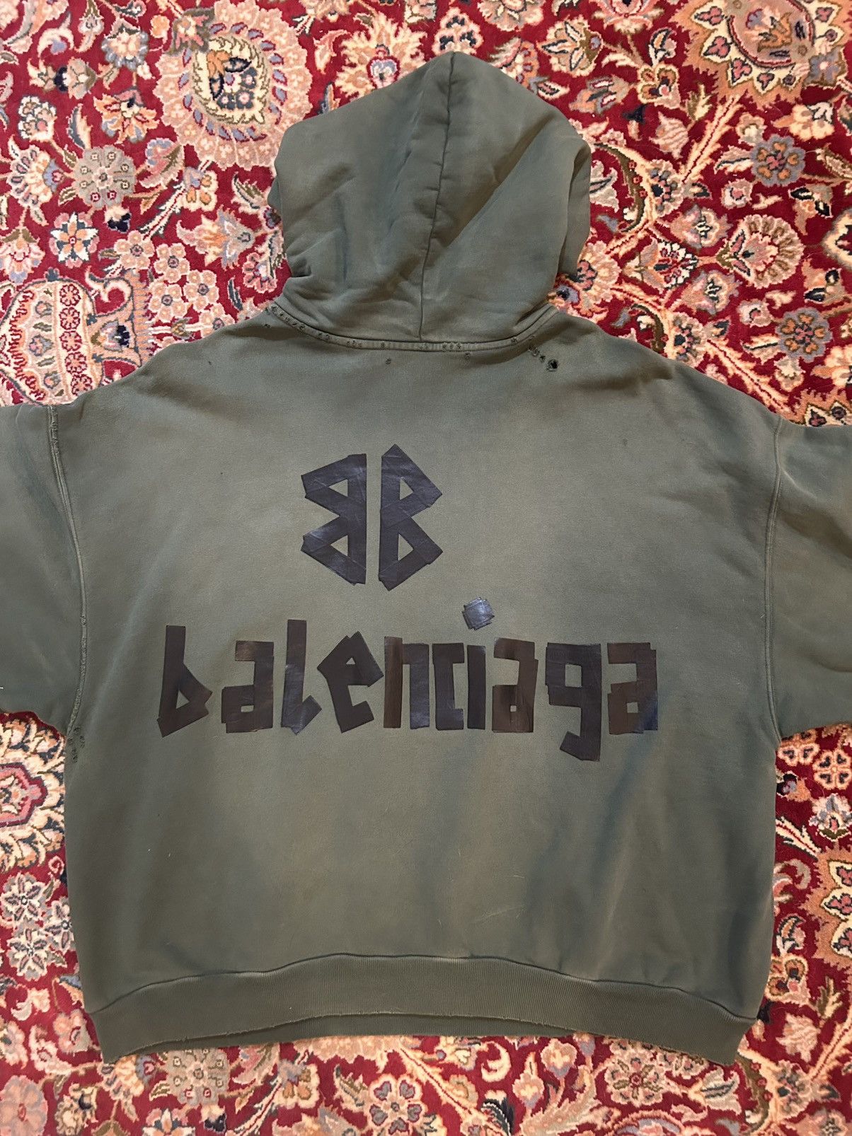 Balenciaga Balenciaga Tape Type Ripped Pocket Hoodie Size US S / EU 44-46 / 1 - 2 Thumbnail