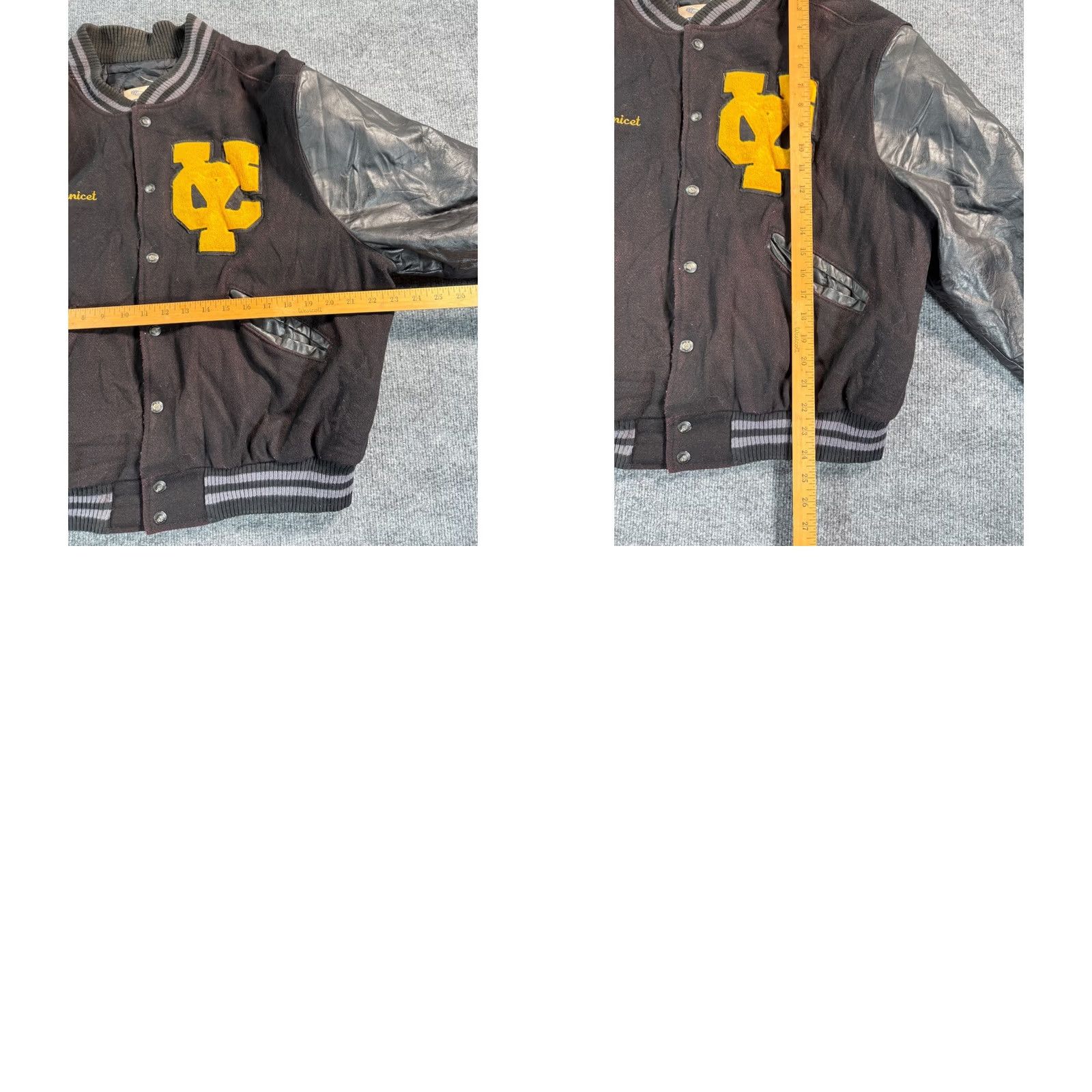 Logo 7 VINTAGE Excelled Jacket Mens L Embroidered Logo Leather Sleeves Wool Striped 70s Varsity Button Snap Mens Size US L / EU 52-54 / 3 - 9 Thumbnail