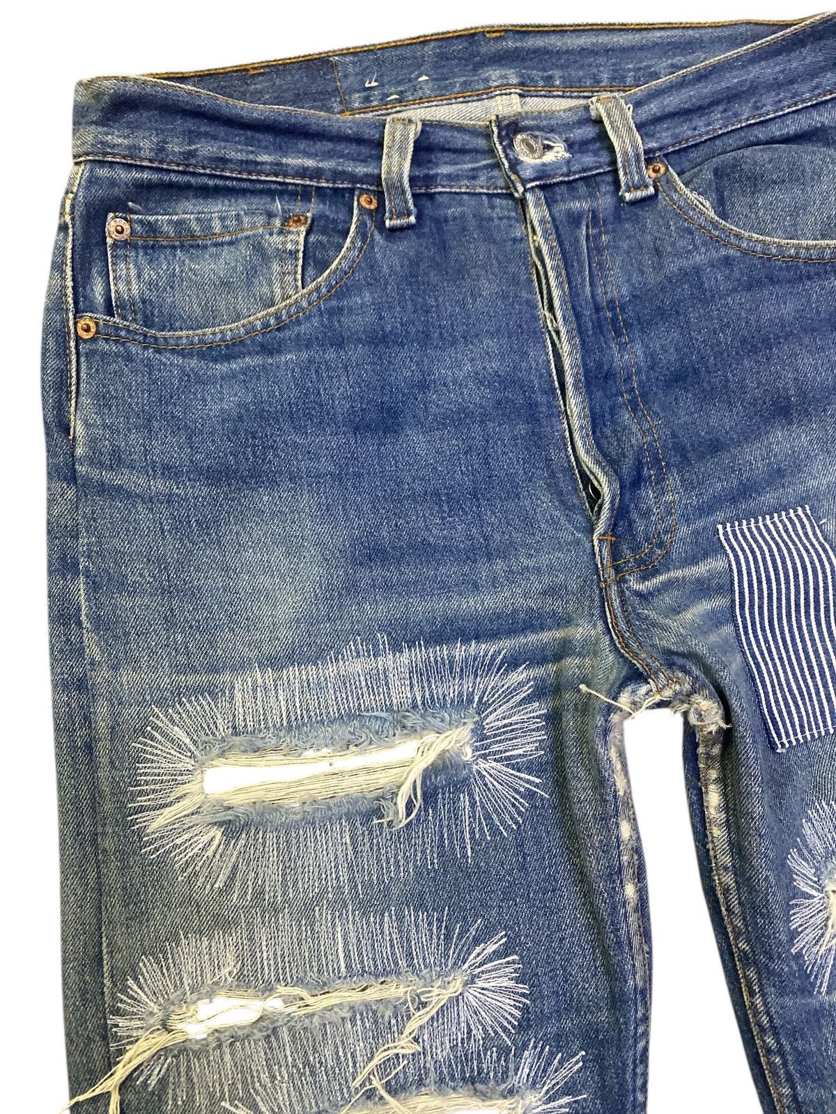 Levi's × Vintage Vintage Levi’s 501 Patchwork Repaired Jeans Size US 32 / EU 48 - 2 Thumbnail