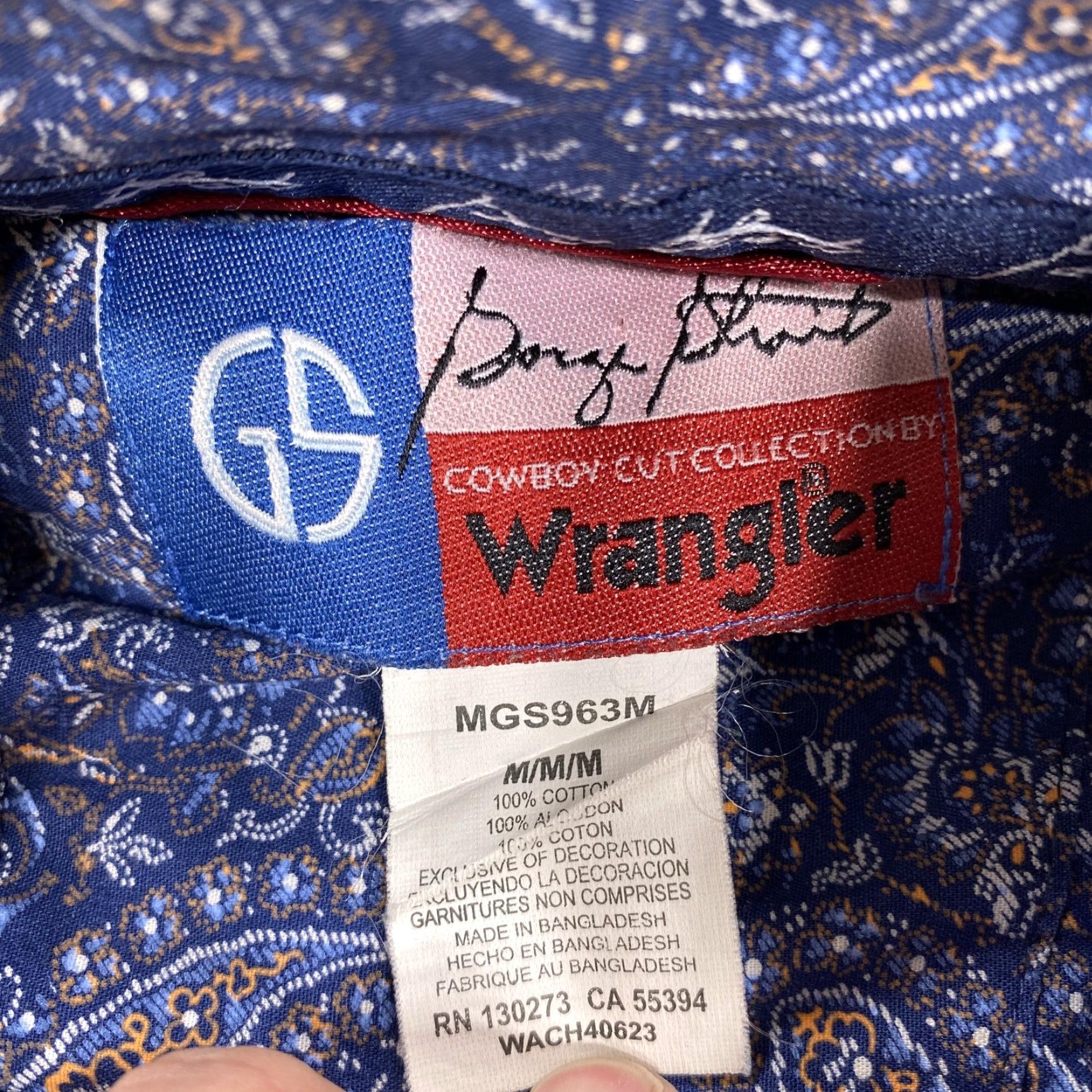 Wrangler Wrangler Shirt Mens Medium Blue Paisley Long Sleeve George Strait Cowboy Cut Shirt Size US M / EU 48-50 / 2 - 3 Thumbnail
