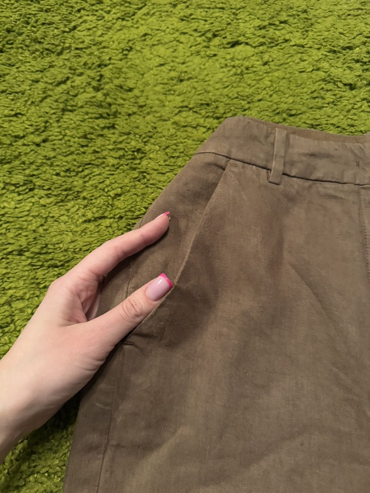Aspesi × Designer Alberto Aspesi 100% linen wide leg culottes pants Y2K 2000s Size 28" / US 6 / IT 42 - 4 Thumbnail