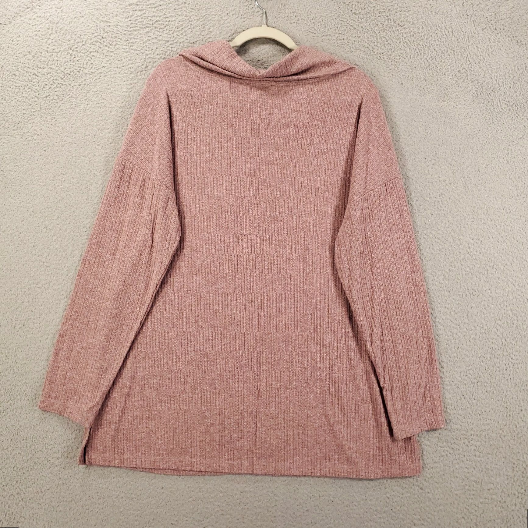 Denim & Co. Denim & Co. Sweater Womens Large Pink Cowl Neck Pullover Lightweight Knit Long Sleeve Casual Solid Pattern Size L / US 10 / IT 46 - 7 Thumbnail
