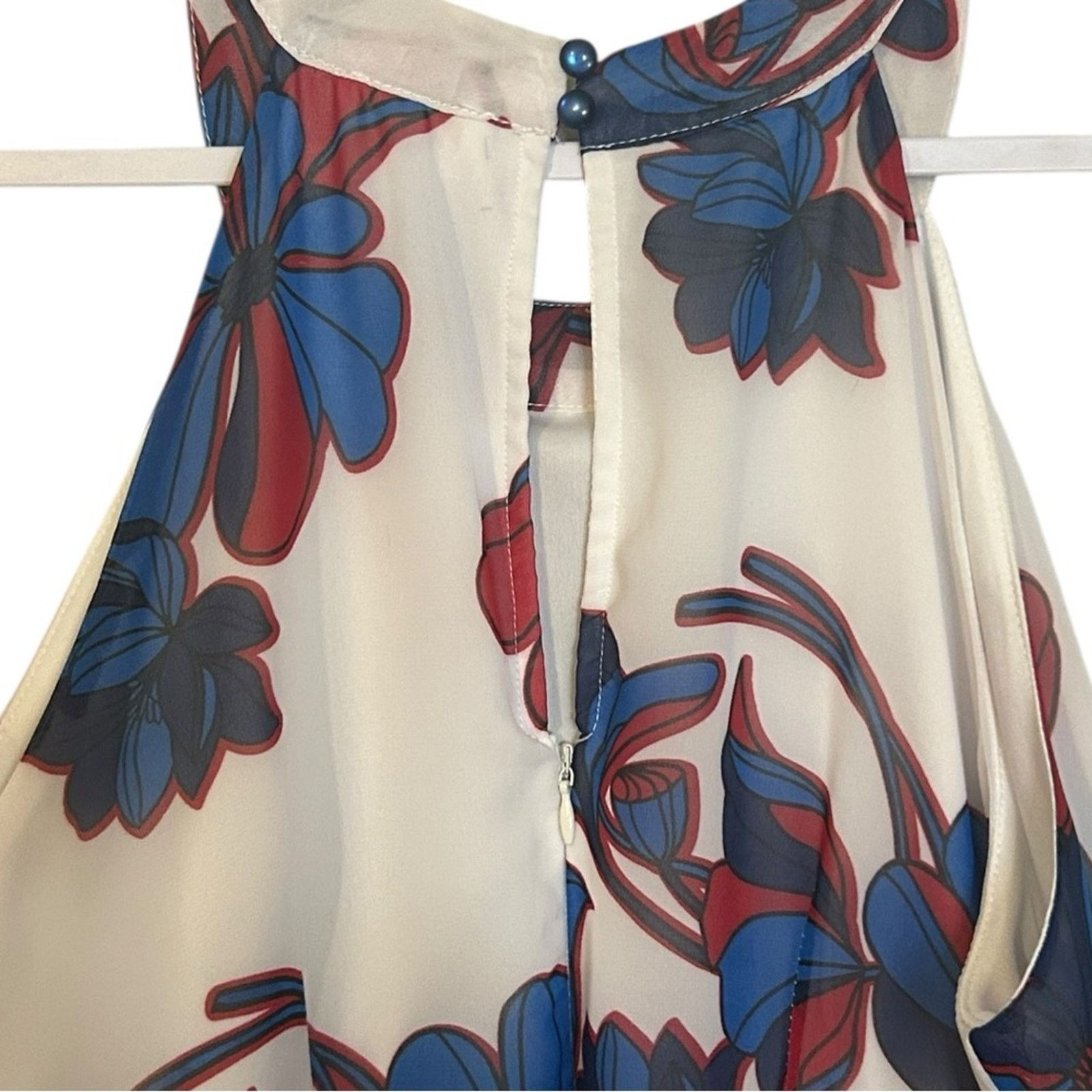 Other C brand Blue Red Halter Sundress key hole pleats slip Size L Size L / US 10 / IT 46 - 2 Thumbnail