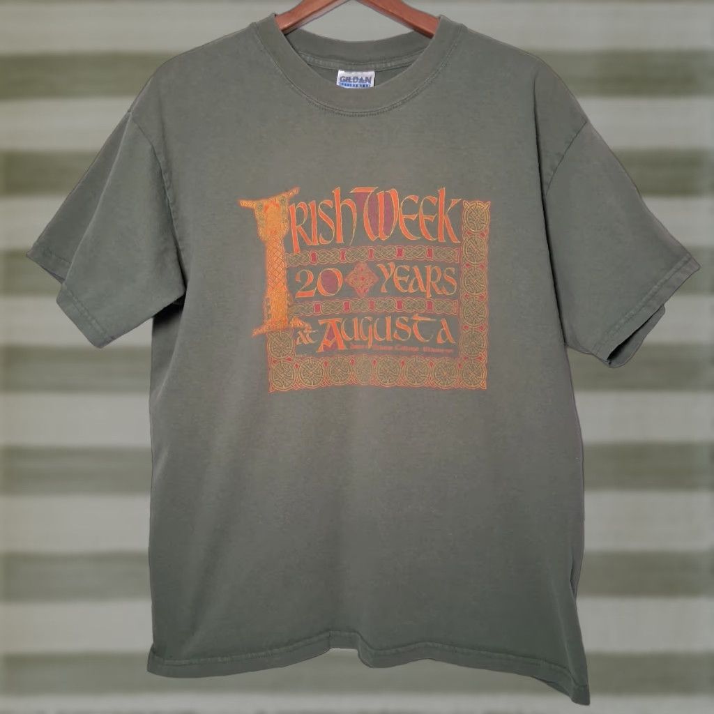 Vintage AND Augusta Irish Week Shirt L Men's Green Cotton Knit Graphic T-Shirt 20 Years WV Celtic Music College Vintage Size US L / EU 52-54 / 3 - 1 Thumbnail