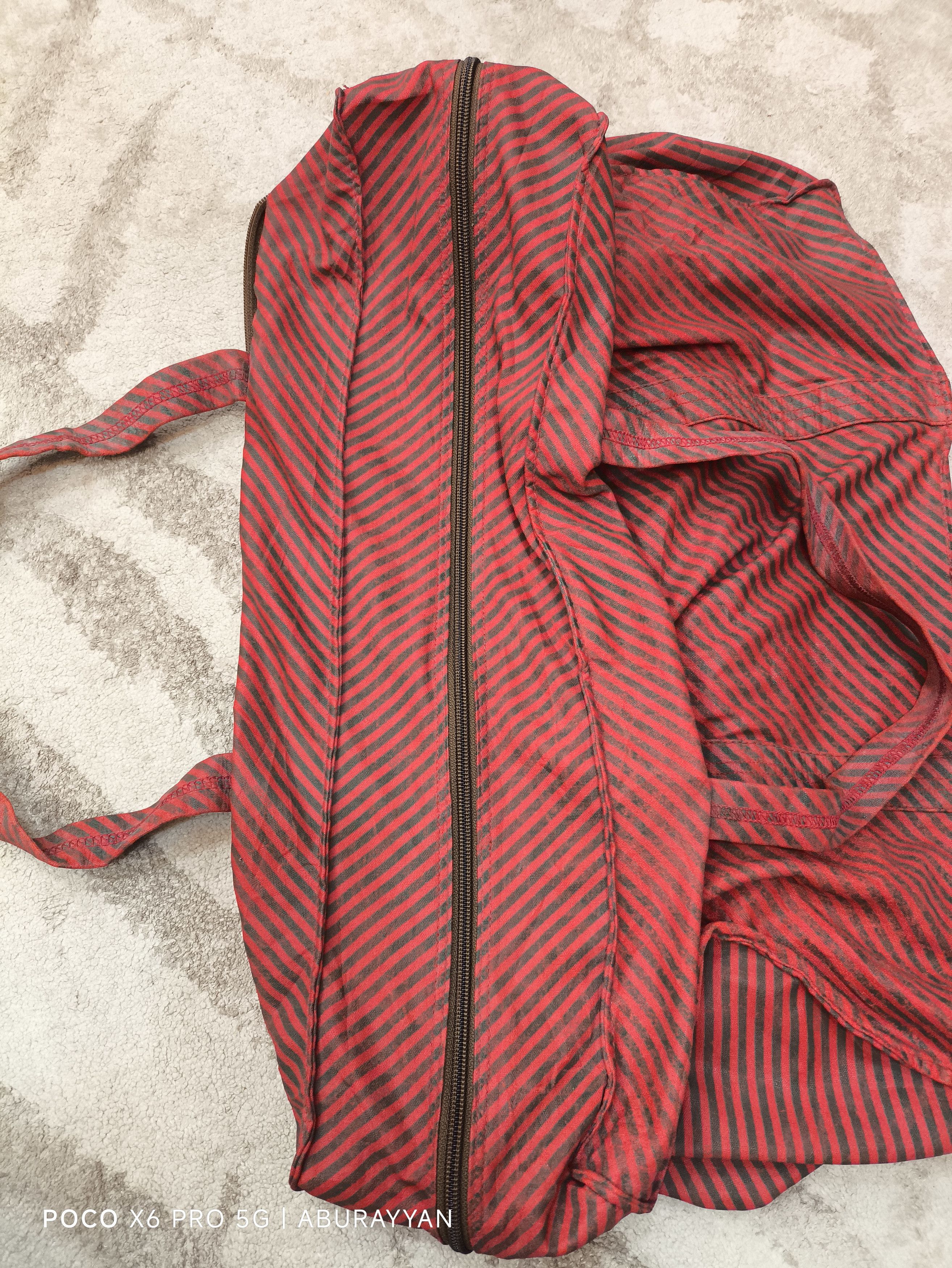 Gucci Gucci Vintage Green & Red Striped Vinyl Foldable Travel Bag Size ONE SIZE - 9 Thumbnail