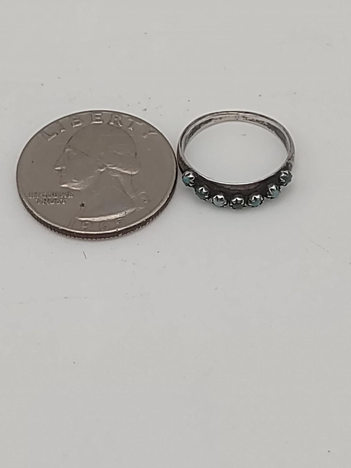 Other Joe L Gray Navajo Sterling Silver Turquoise Row Ring 4.75 Size ONE SIZE - 2 Thumbnail