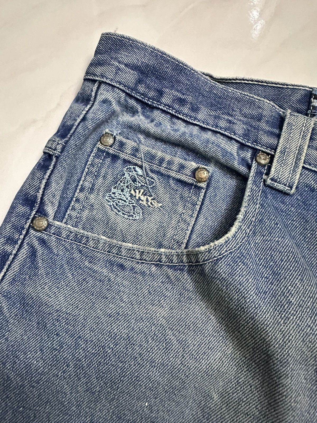 JNCO Distressed Paco Painted Embroidered Baggy Jeans Y2K Jnco Size US 36 / EU 52 - 6 Thumbnail