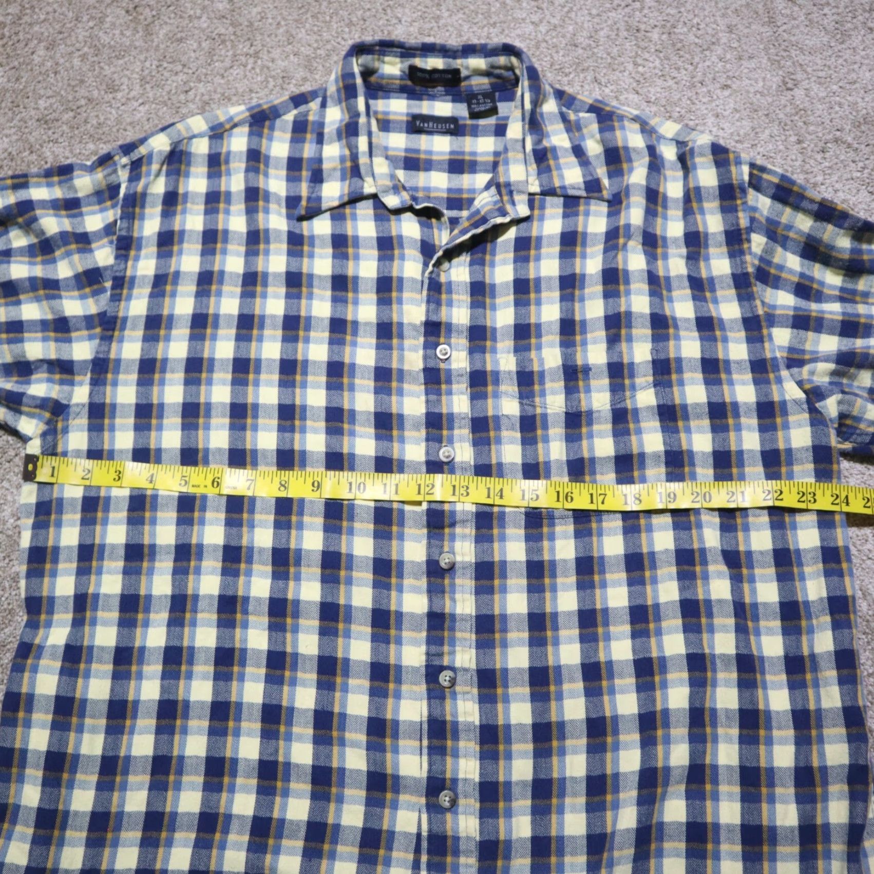Van Heusen VINTAGE Van Heusen Shirt Button-Up Plaid Blue 100% Cotton Flannel XL Mens 60s 70s 80s 90s USA Size US XL / EU 56 / 4 - 4 Thumbnail