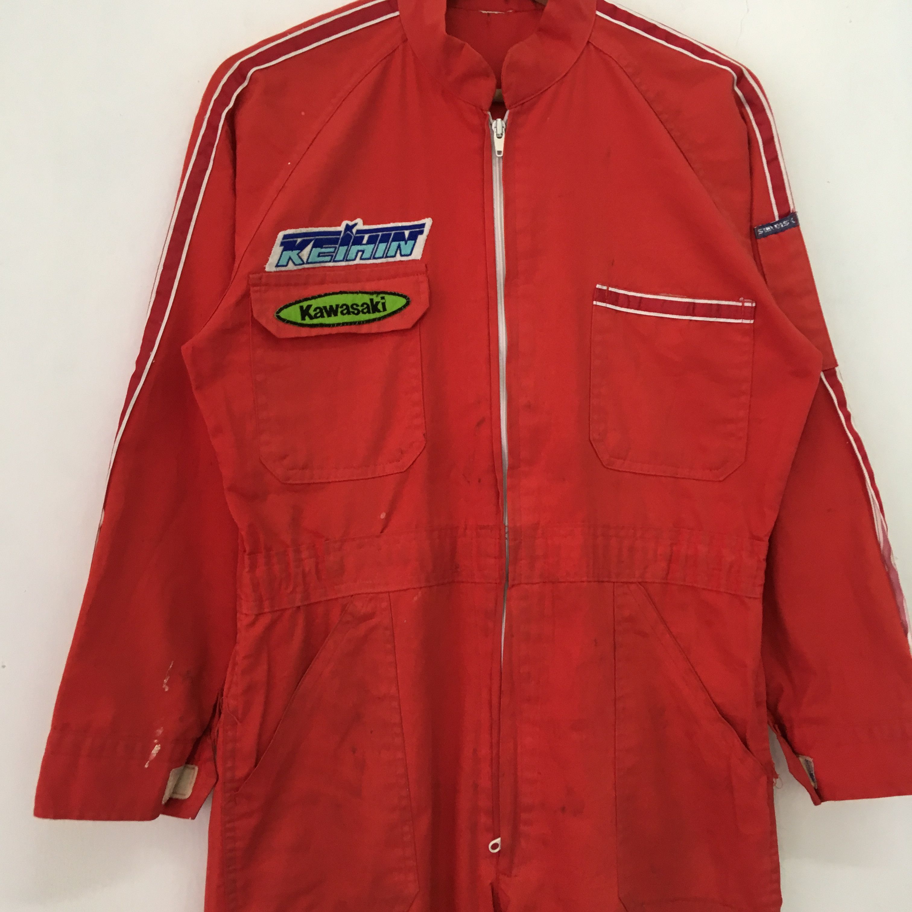 Japanese Brand Vintage 90s Distressed Kawasaki Japan Coveralls Motorsport Size US 34 / EU 50 - 4 Thumbnail