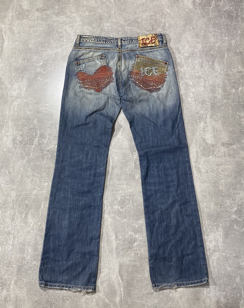 Iceberg Vintage Y2K ICEBERG Jeans Heart pocket embroidered logo Size 31" - 3 Thumbnail