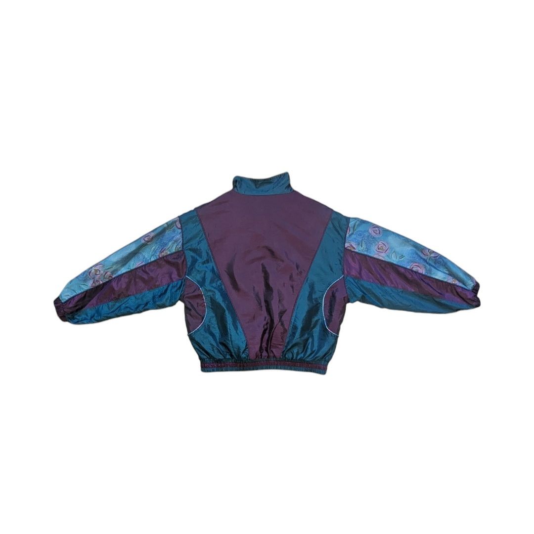 Vintage Vintage Floral Metallic Track Jacket 90s Grannycore Granny Size L / US 10 / IT 46 - 2 Thumbnail