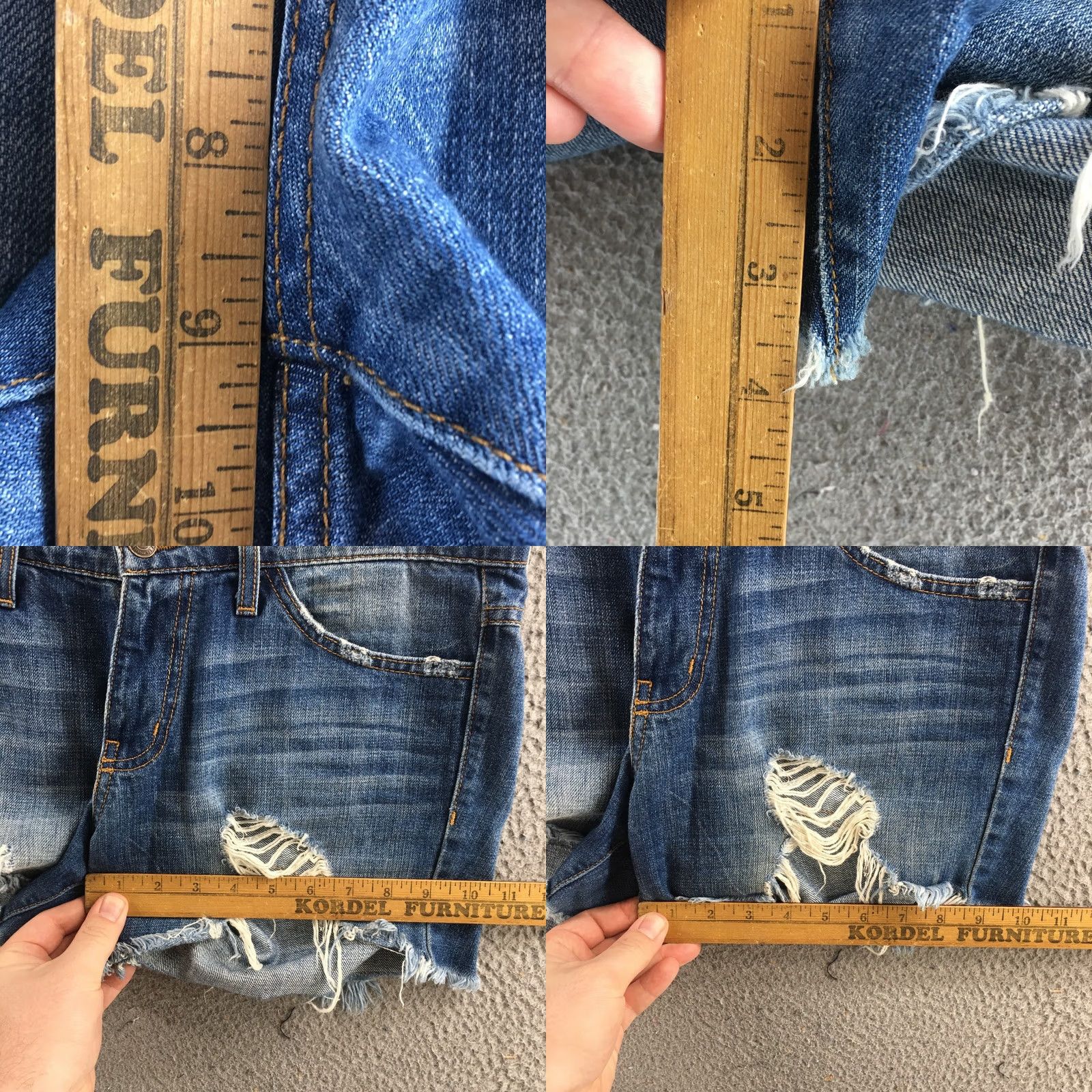 Vintage Flying Monkey Cutoff Distressed Jean Shorts Womens 27 Blue Denim Mid Rise Zip Shorts Denim Blue 90s Modern Womens Size 27" / US 4 / IT 40 - 8 Thumbnail