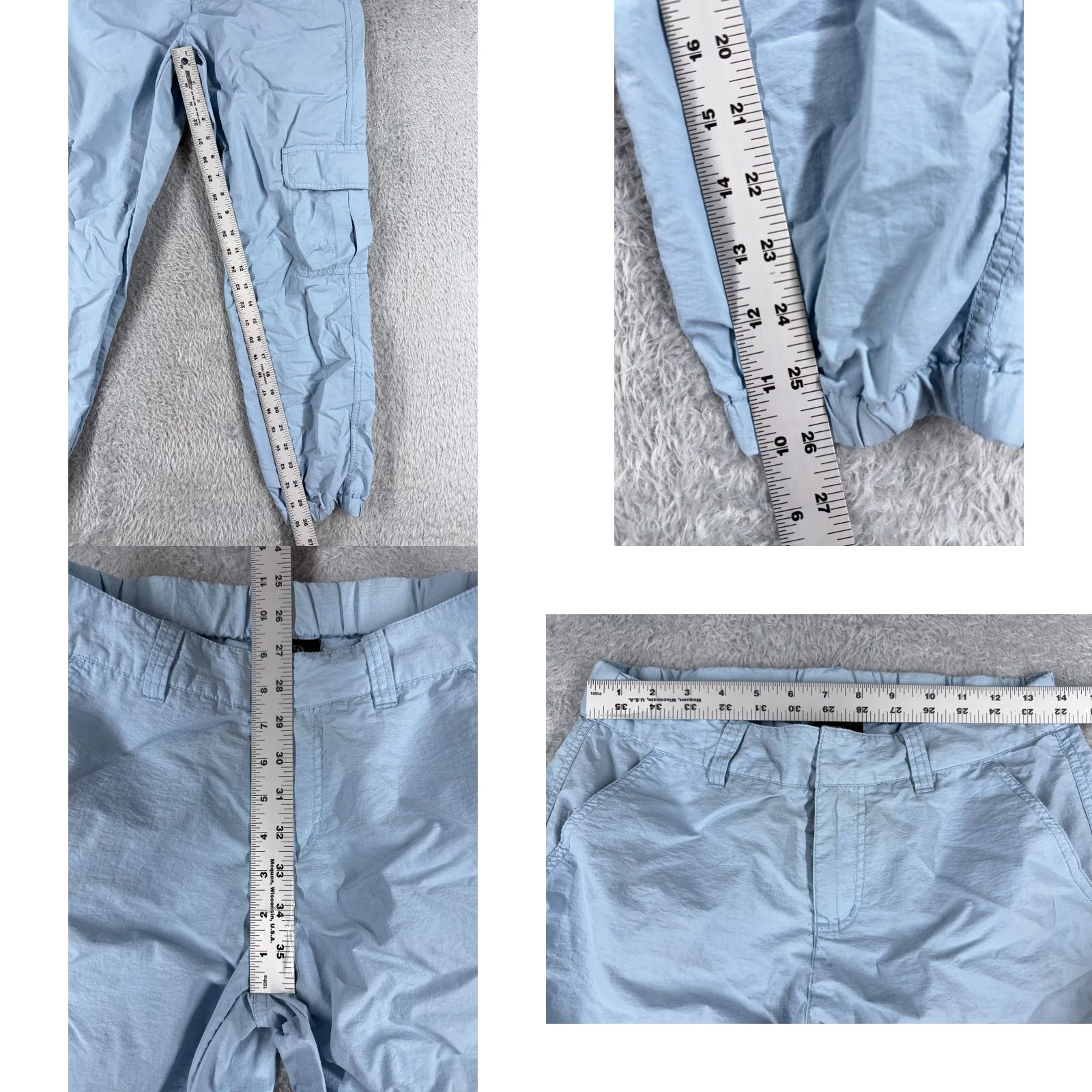 Vintage Ninth Hall Cargo Pants Women Small Blue Tapered Leg Nylon Casual 30x26 Size 28" / US 6 / IT 42 - 8 Thumbnail