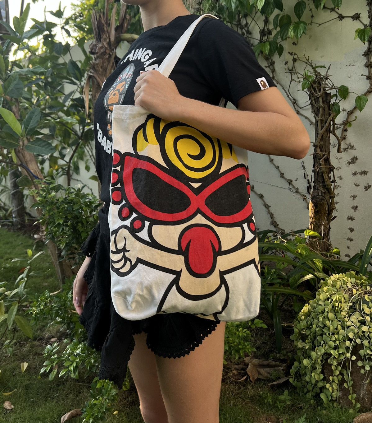 Hysteric Glamour x Vintage Hysteric Mini Most Awesome Smile Y2K Tote Bag in Black, Women's