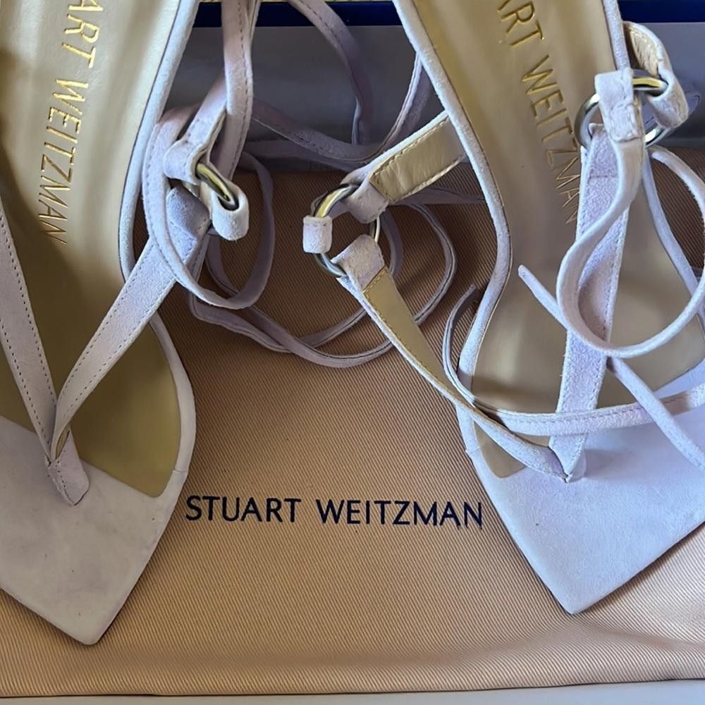 Stuart Weitzman Stuart Weitzman Suede Lalita 75mm Sandals Light Purple Size US 7 / IT 37 - 6 Thumbnail