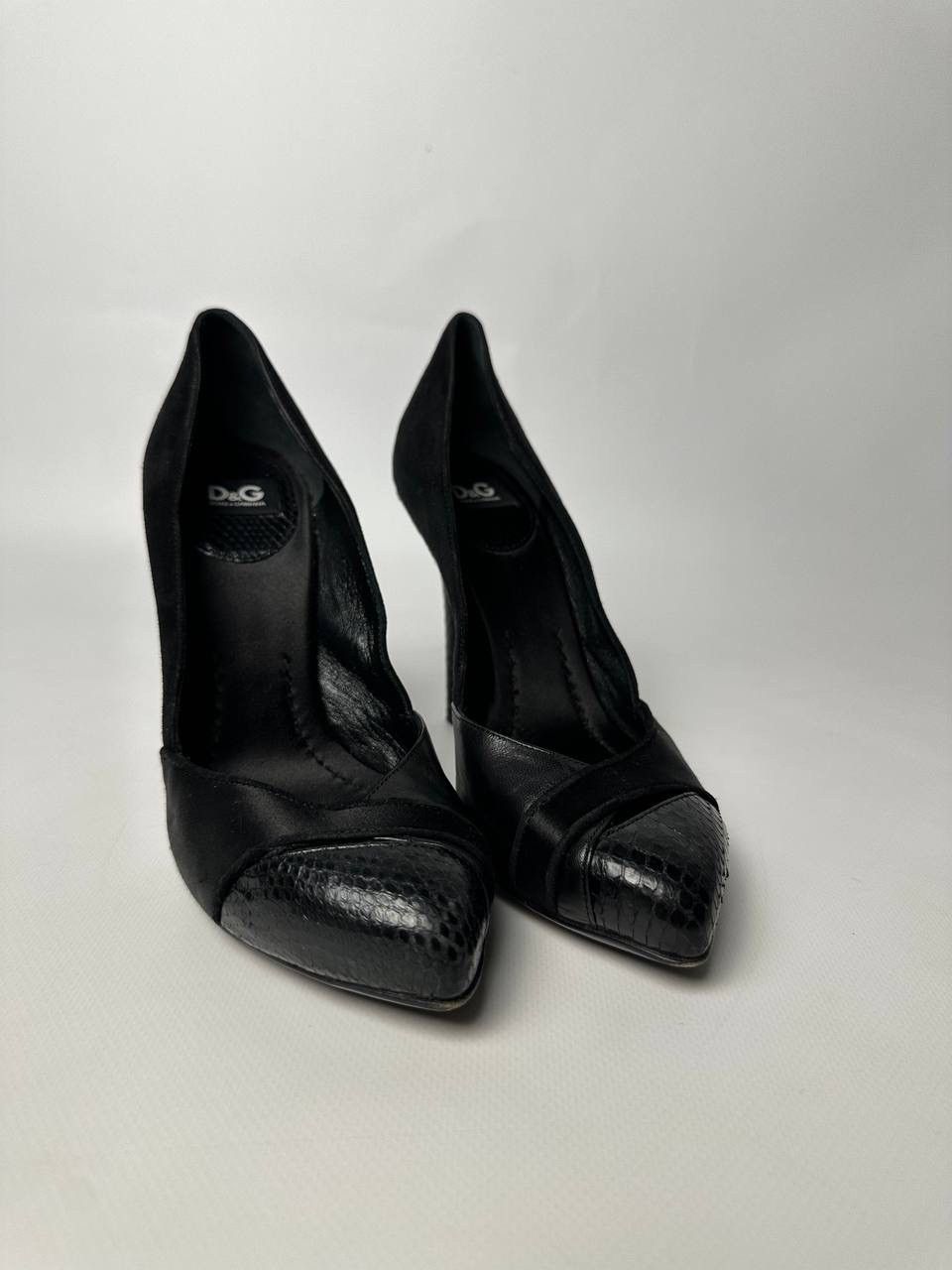 Dolce & Gabbana DOLCE&GABBANA Heels Snake Leather Details Black Size US 6 / IT 36 - 2 Thumbnail