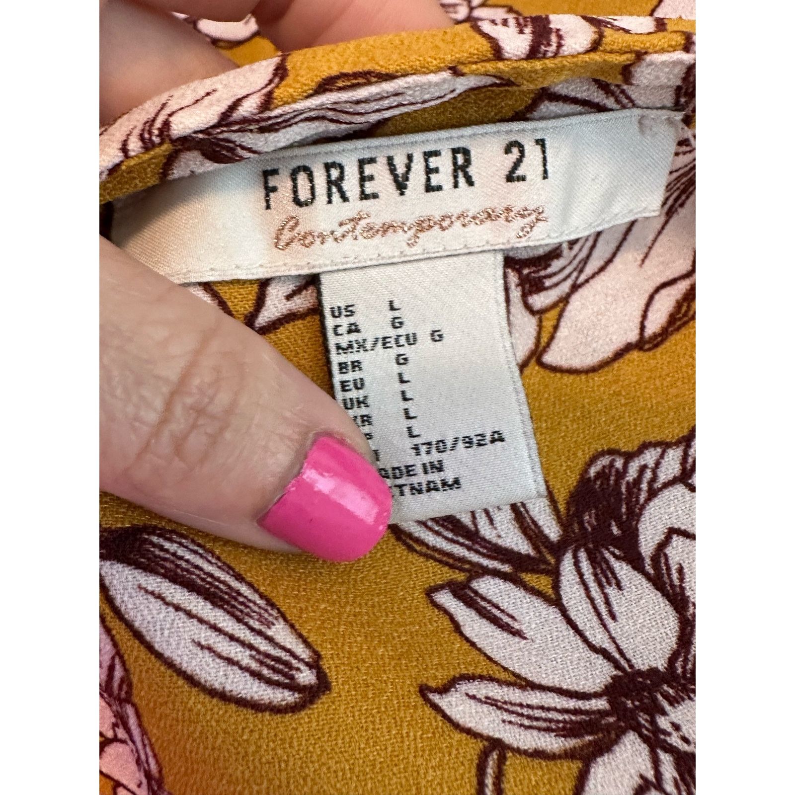 Forever 21 Forever 21 yellow floral long sleeves boho blouse size Large Size L / US 10 / IT 46 - 3 Thumbnail