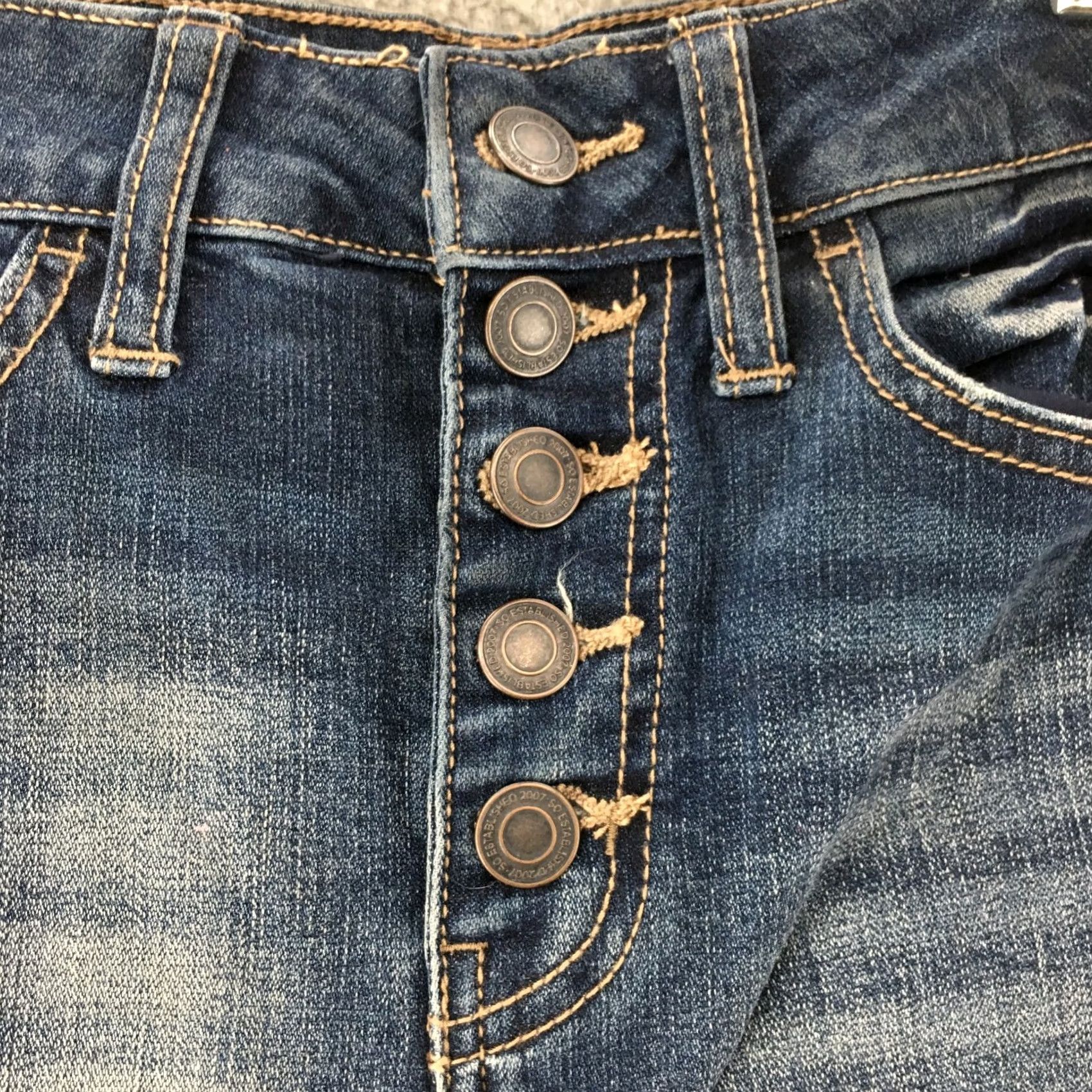 Vintage SO Womens Jeans 3 Blue Denim Dark Wash Ankle Jeggings Jeans Regular 3 Womens SO Ultimate High Rise Jeans Blue Denim Dark Wash Button Fly Size 26" / US 2 / IT 38 - 4 Thumbnail