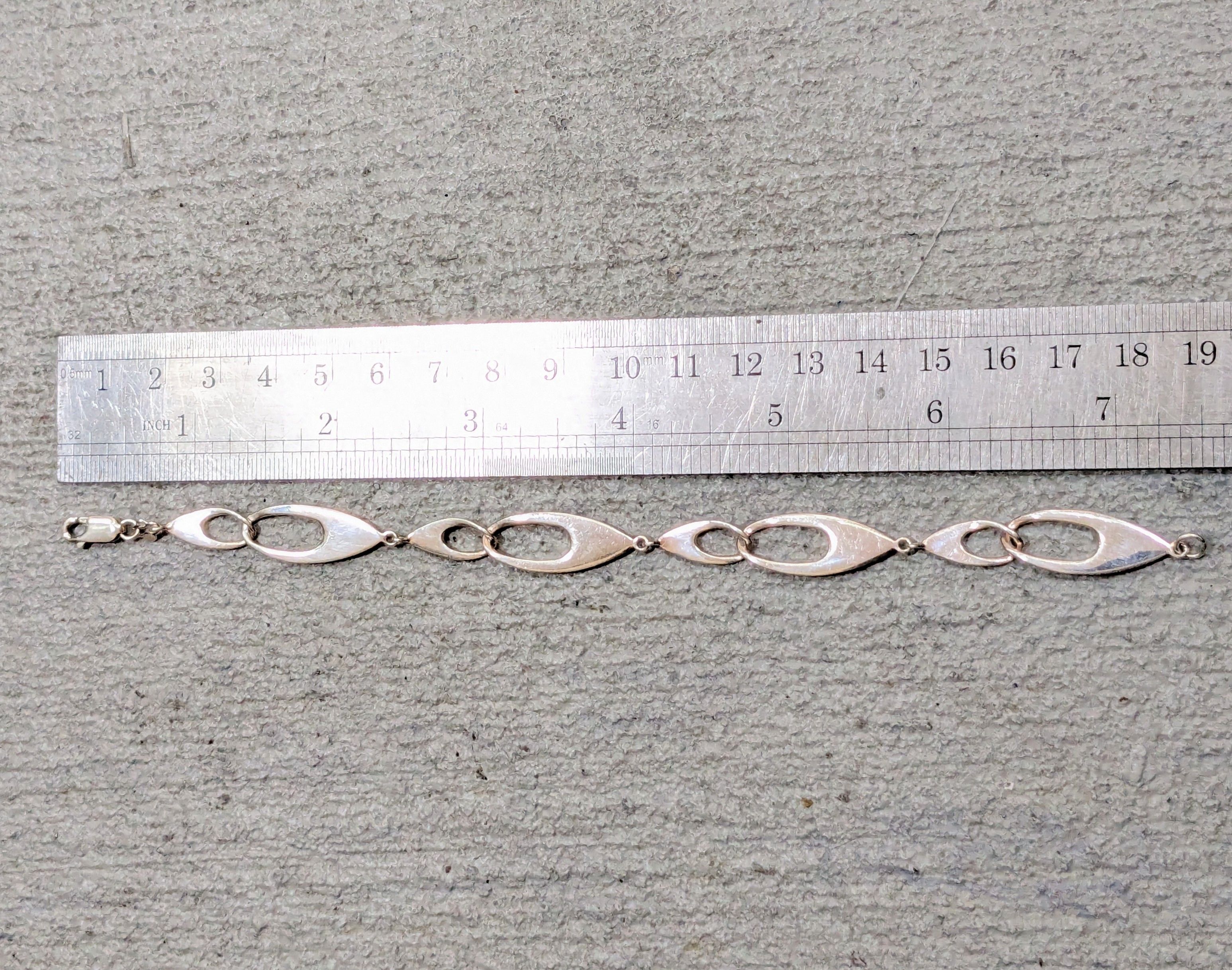 Jewelry Vintage Sterling Silver Bracelet Oval Link Chain 7.5" Modern Size ONE SIZE - 11 Thumbnail