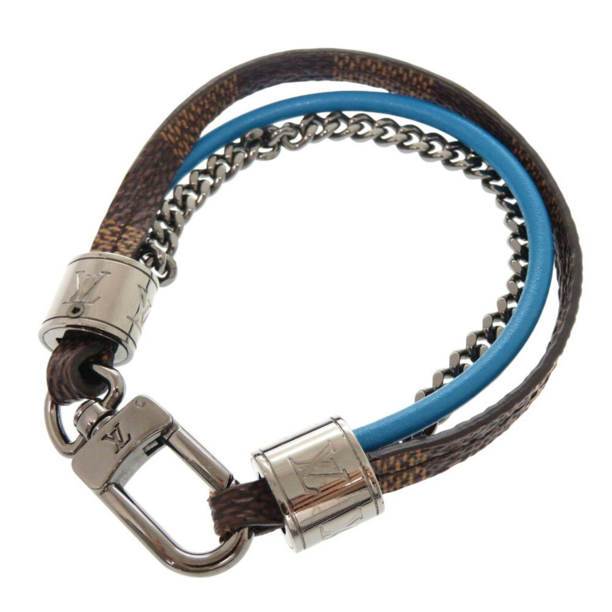 Louis Vuitton Bracelet LV Treble Damier Leather Brown Blue